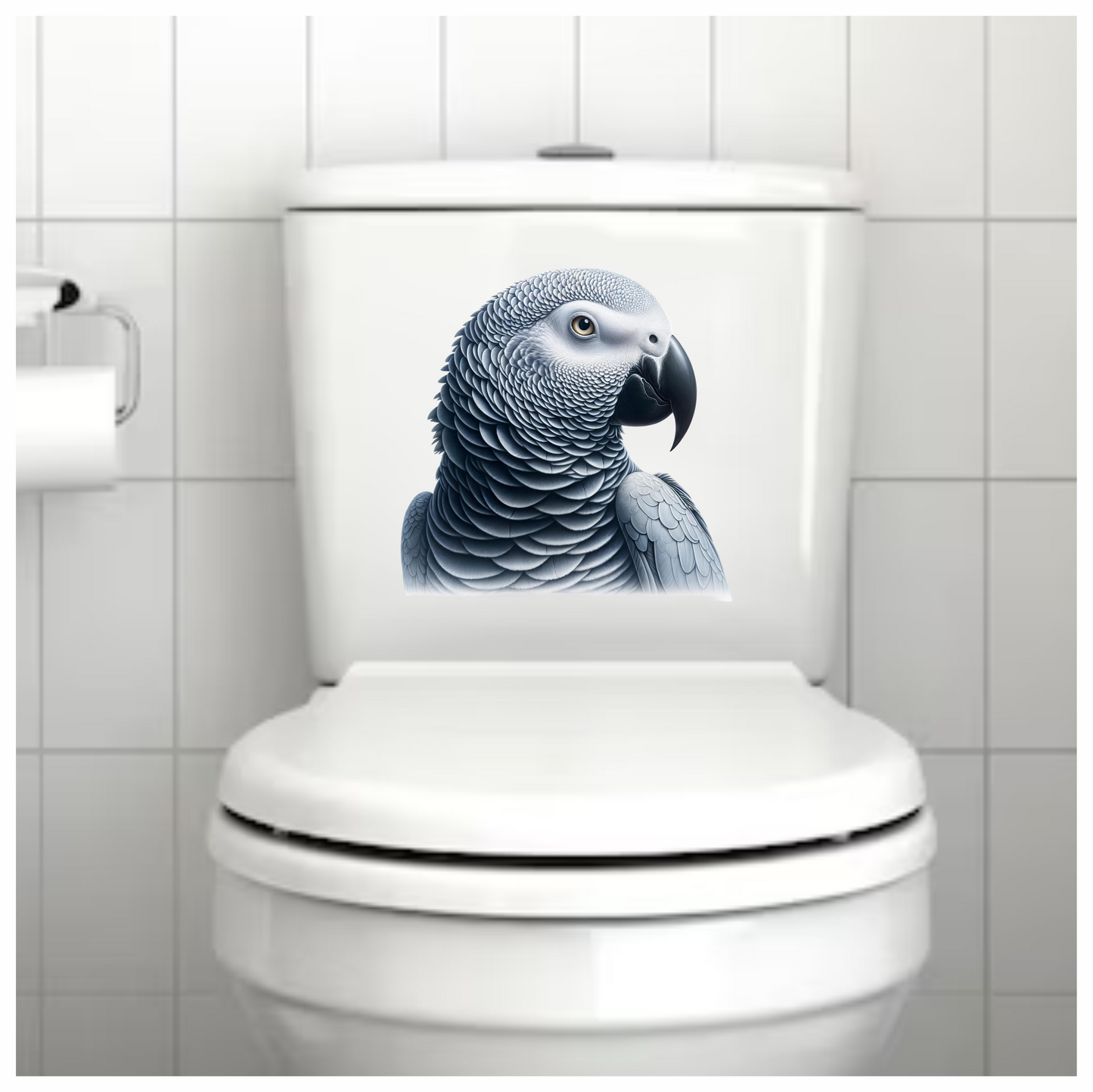 Grey Parrot Bird Head Close Up Vinyl Sticker Decal