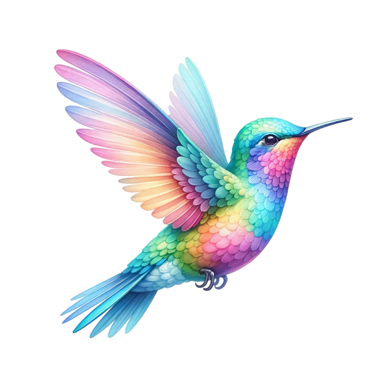 Rainbow Hummingbird Bird Flying With Wings Vinyl Sticker Decal