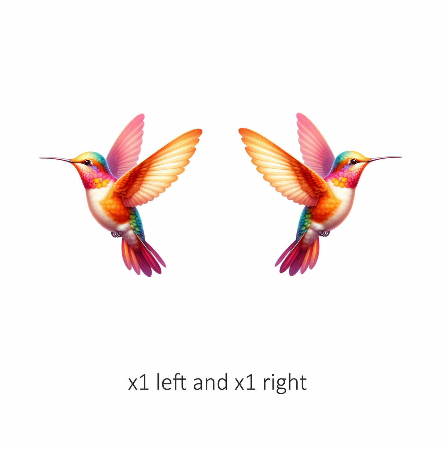 Orange Hummingbird Bird Flying With Wings Vinyl Sticker Decal