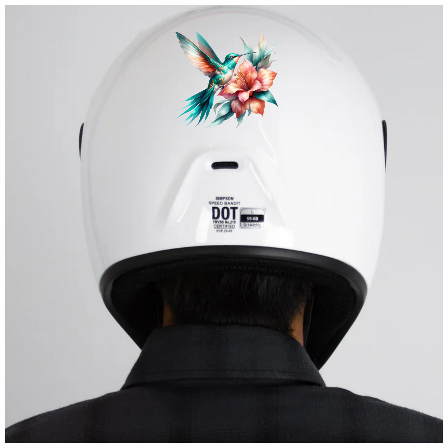Teal Hummingbird Bird Flying Near Lily Vinyl Sticker Decal