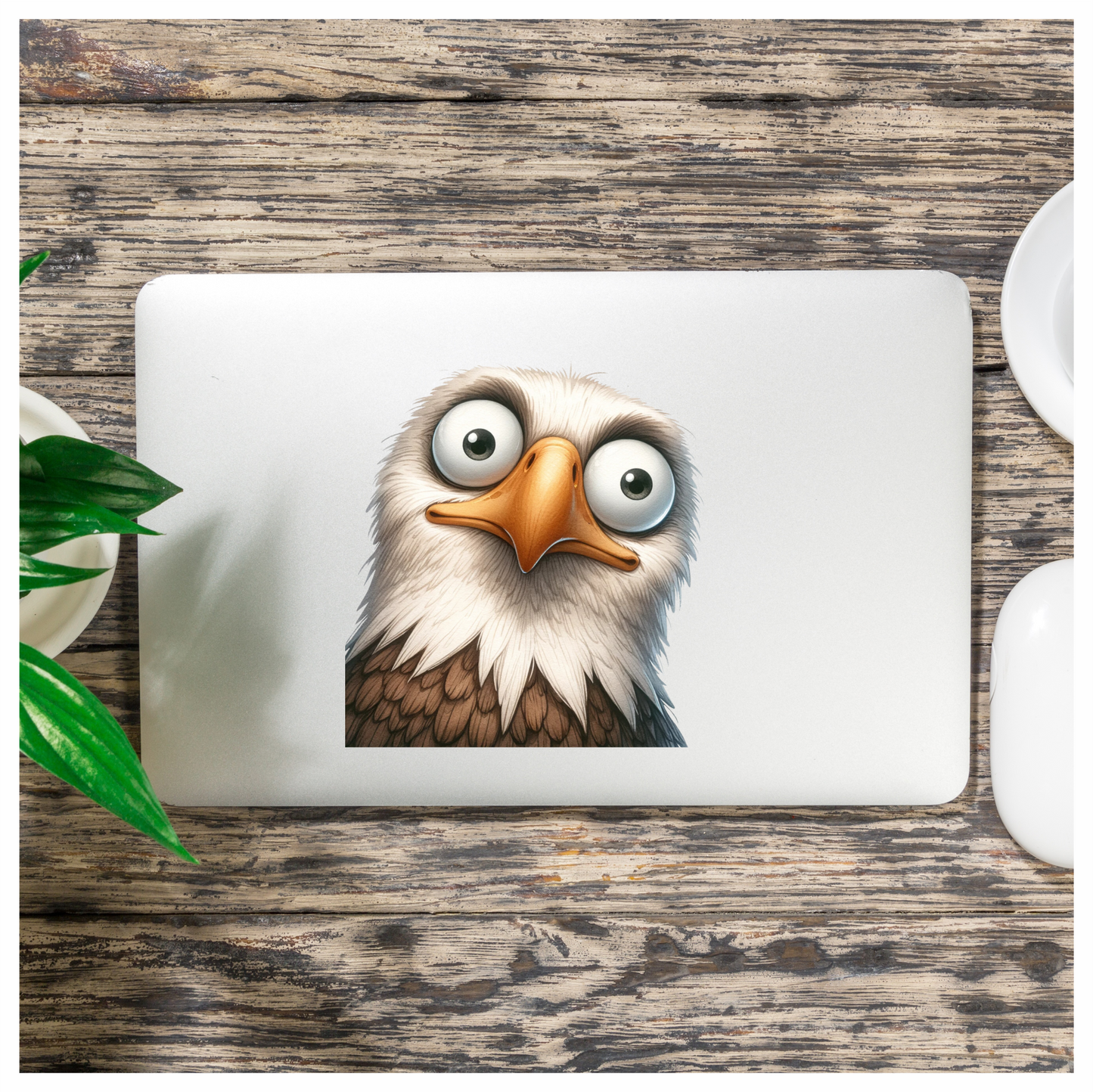 White Eagle Bird With Brown Feathers Vinyl Sticker Decal