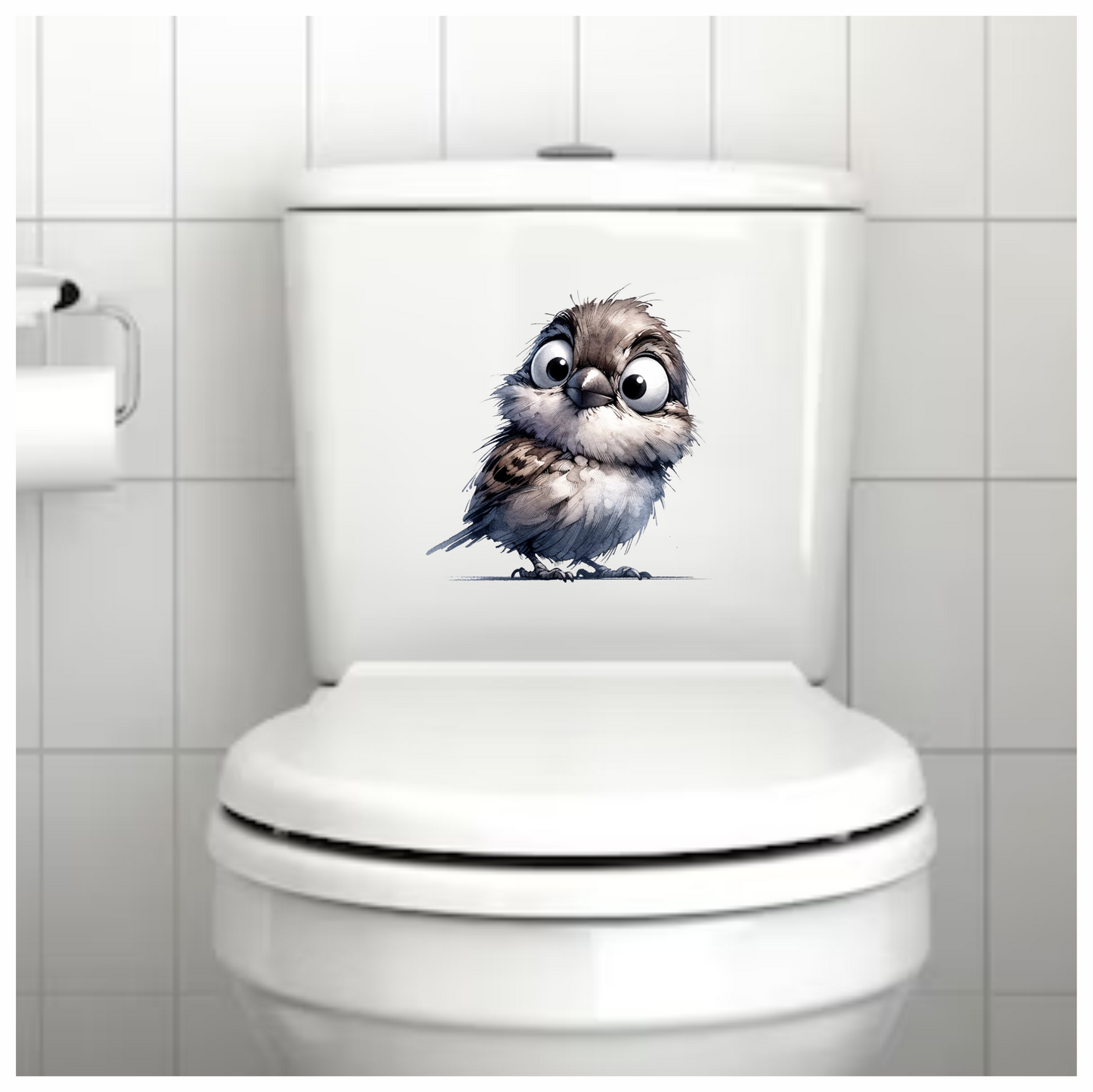 Grey Sparrow Bird With White Chest Vinyl Sticker Decal