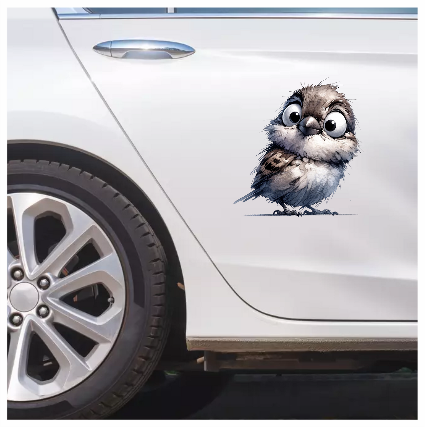 Grey Sparrow Bird With White Chest Vinyl Sticker Decal