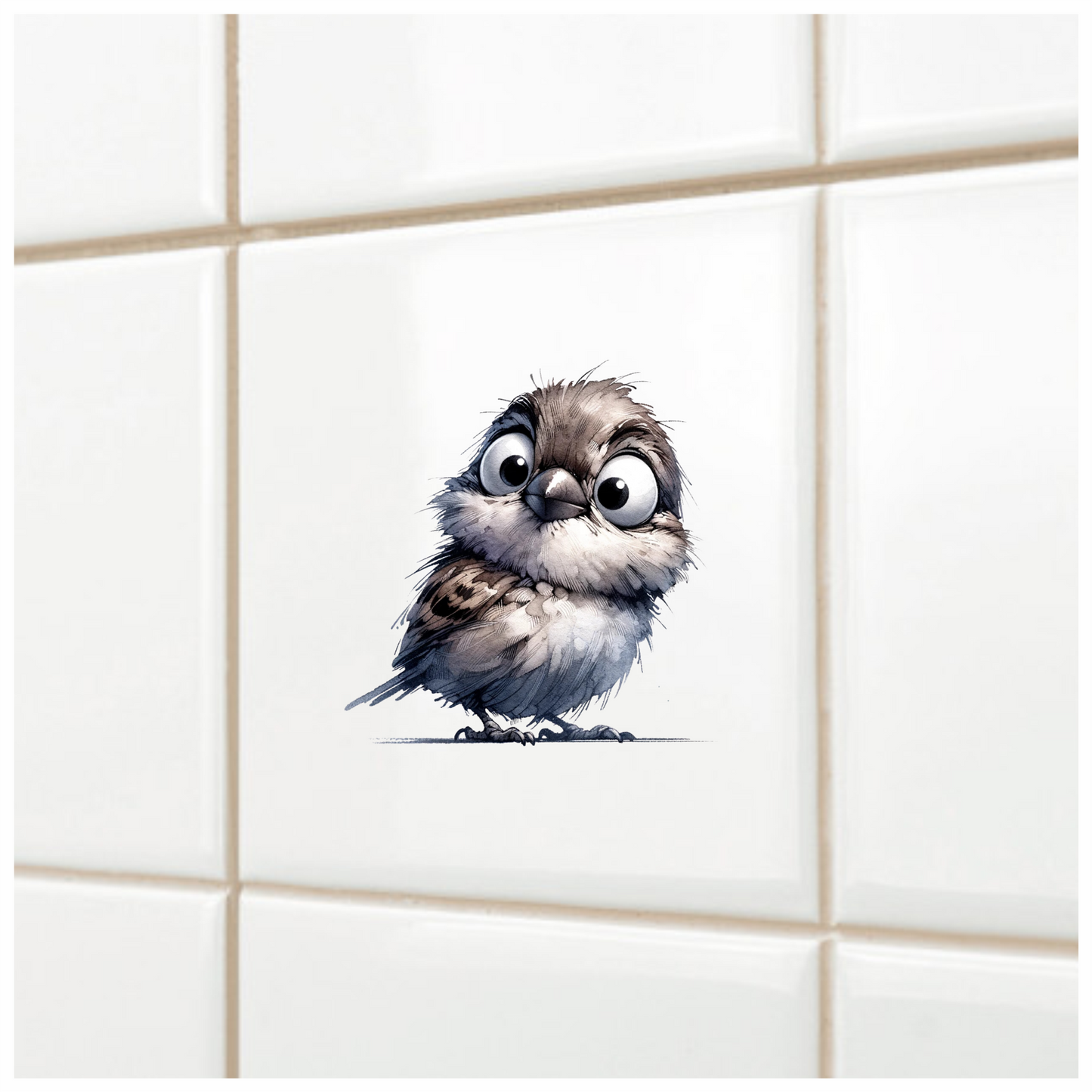Grey Sparrow Bird With White Chest Vinyl Sticker Decal
