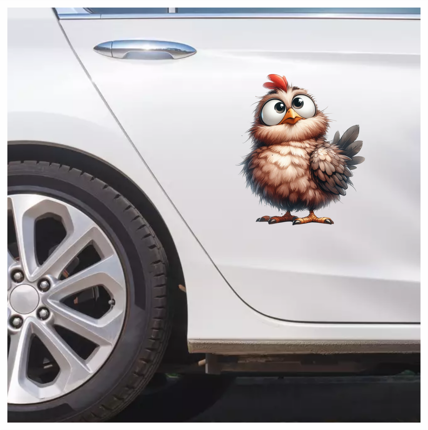 Brown Chicken Bird With Red Comb Vinyl Sticker Decal