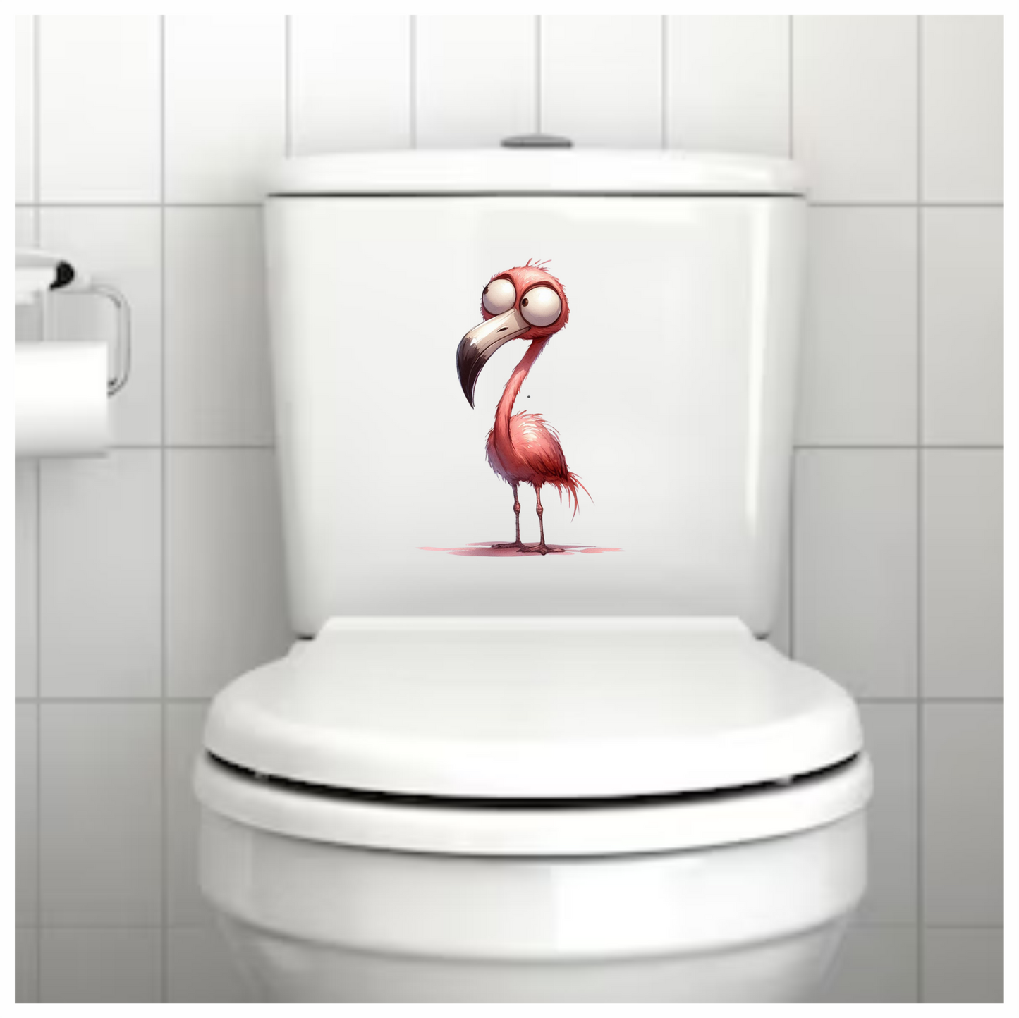 Pink Flamingo Bird With Long Beak Vinyl Sticker Decal