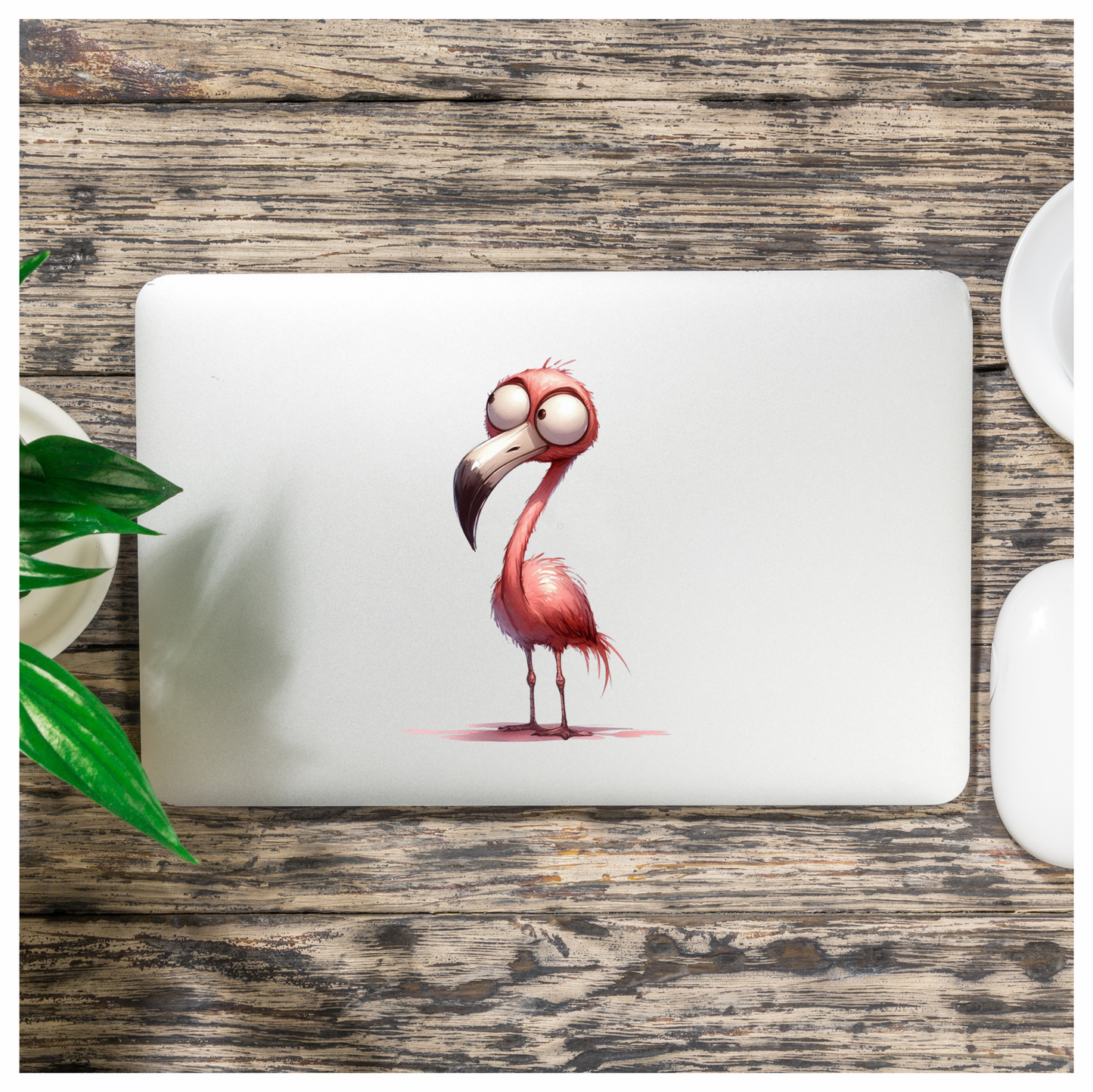 Pink Flamingo Bird With Long Beak Vinyl Sticker Decal