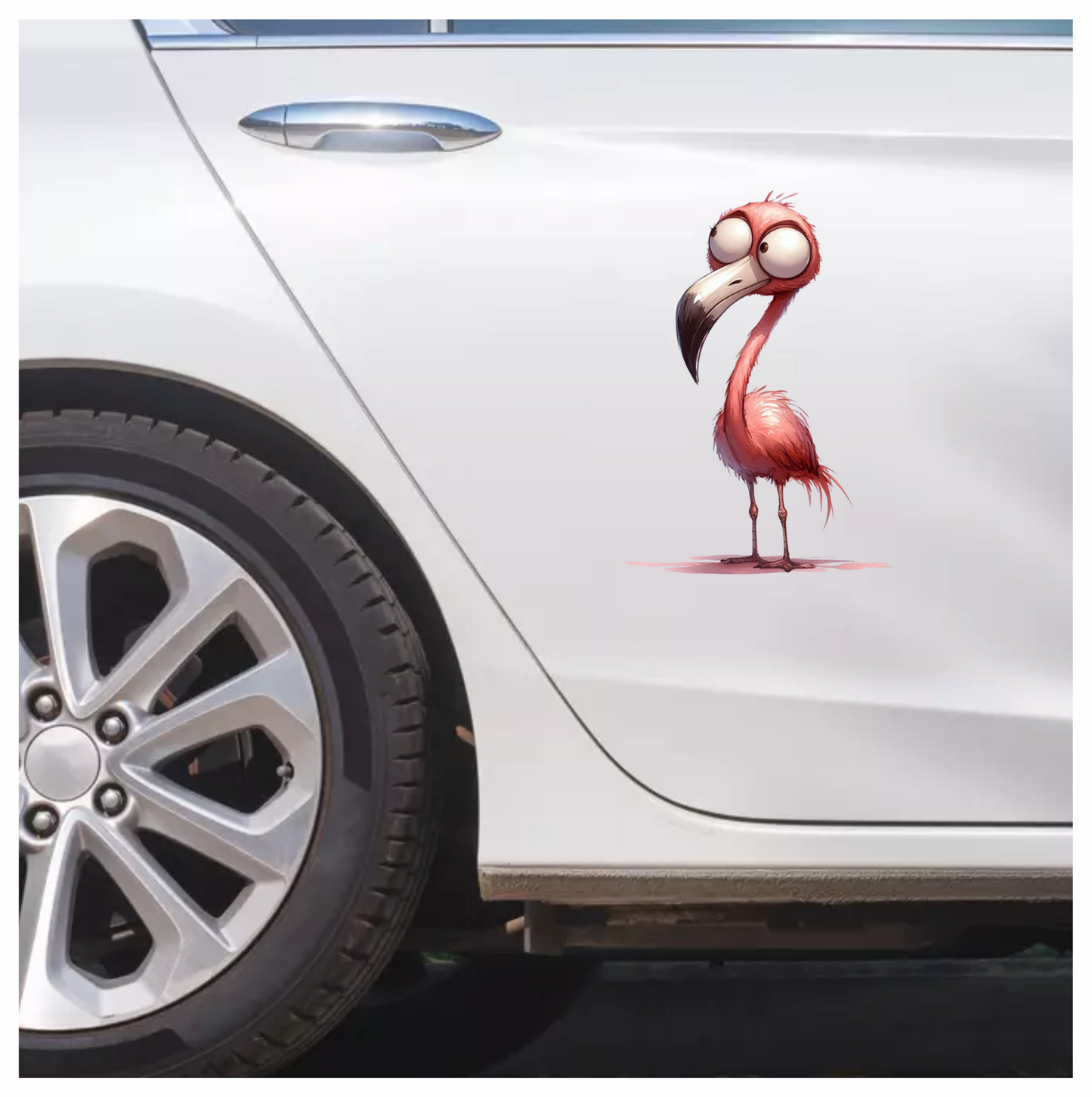 Pink Flamingo Bird With Long Beak Vinyl Sticker Decal