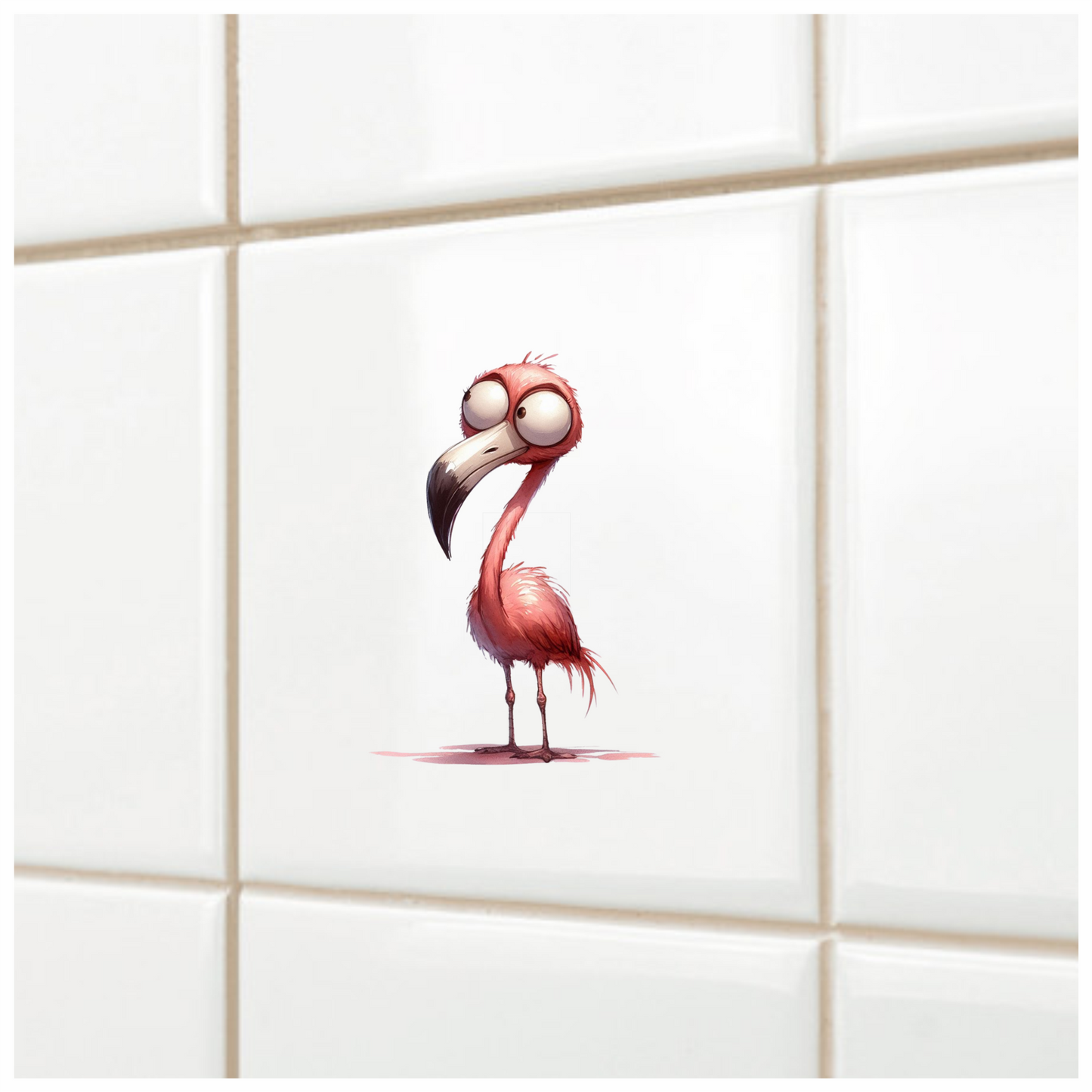 Pink Flamingo Bird With Long Beak Vinyl Sticker Decal