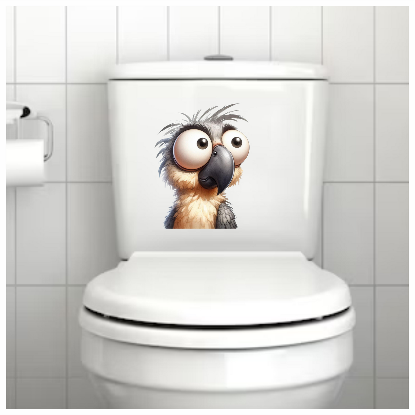 Grey Parrot Bird With Large Eyes Vinyl Sticker Decal