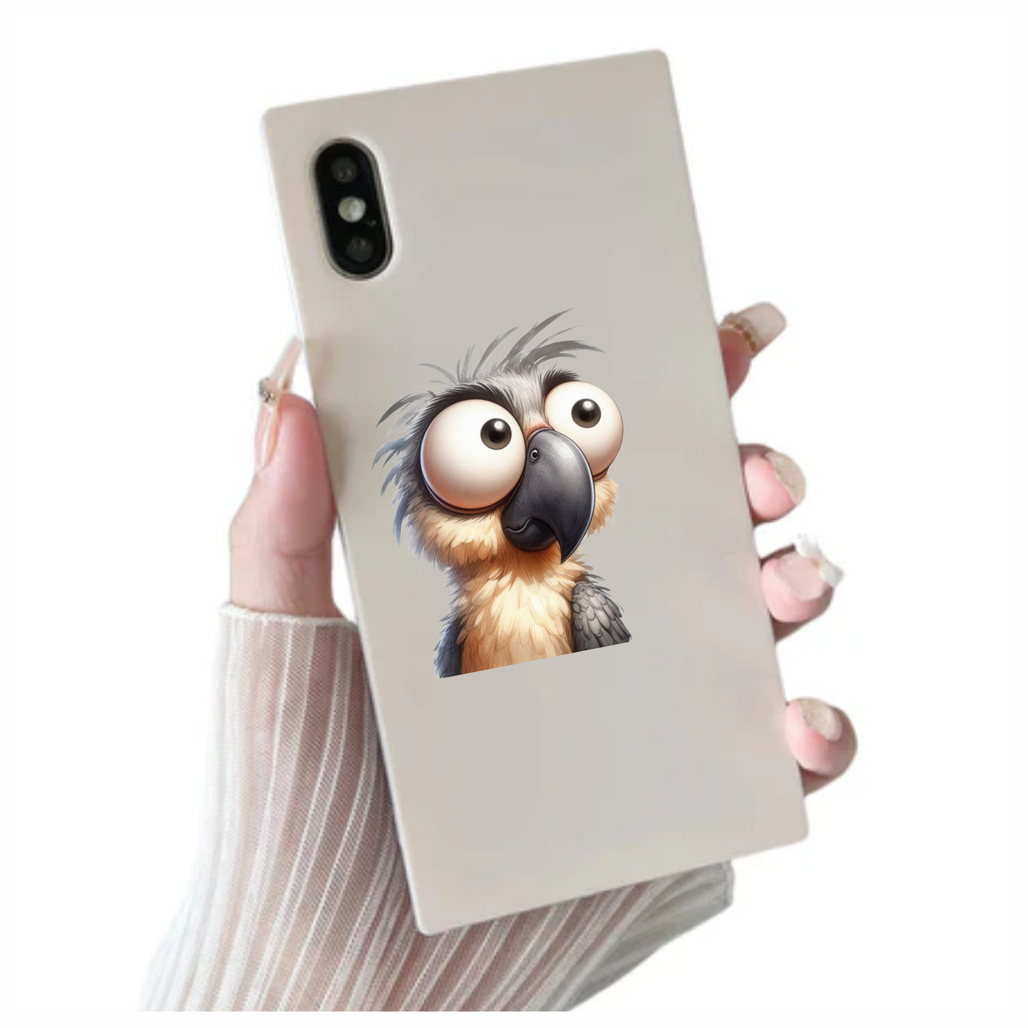 Grey Parrot Bird With Large Eyes Vinyl Sticker Decal
