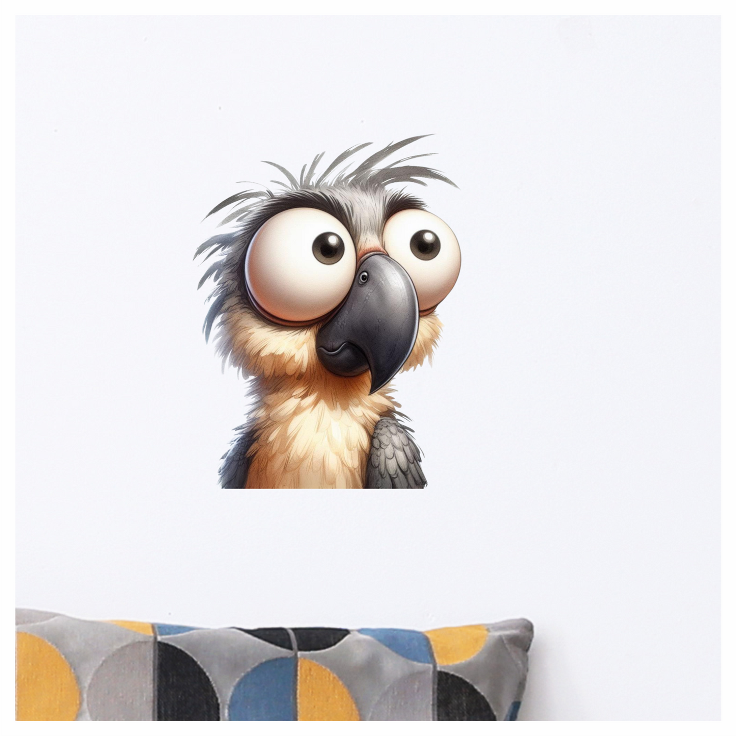 Grey Parrot Bird With Large Eyes Vinyl Sticker Decal