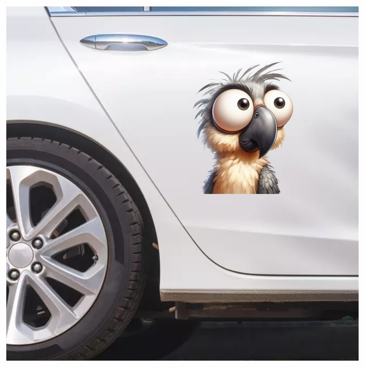 Grey Parrot Bird With Large Eyes Vinyl Sticker Decal
