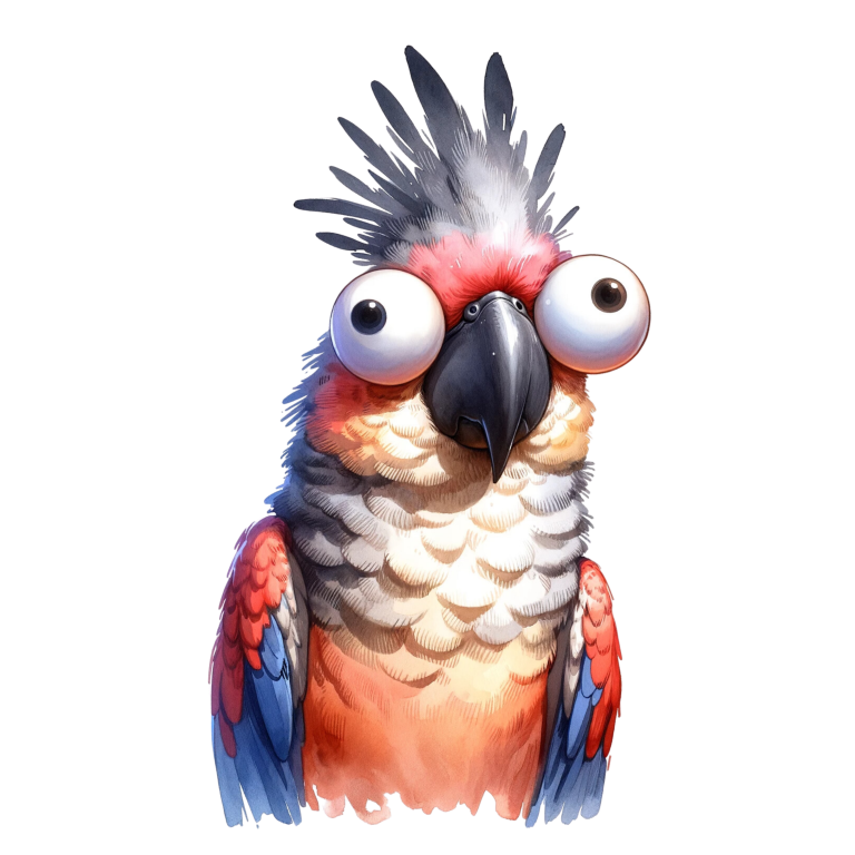 Red Parrot Cartoon Big Eyes Vinyl Sticker Decal