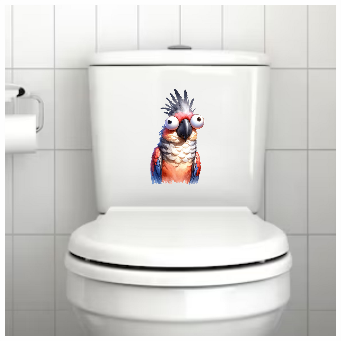 Red Parrot Cartoon Big Eyes Vinyl Sticker Decal