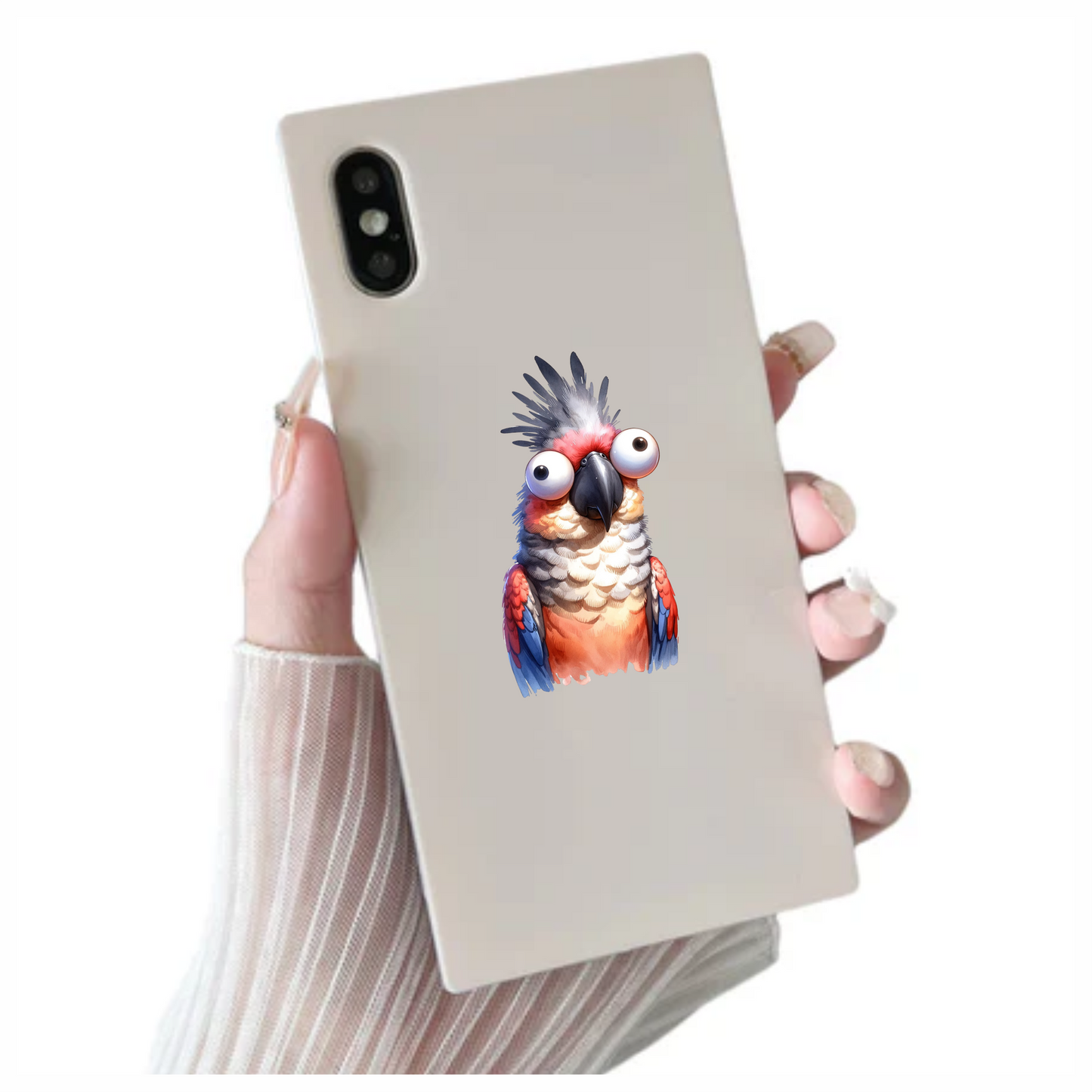 Red Parrot Cartoon Big Eyes Vinyl Sticker Decal