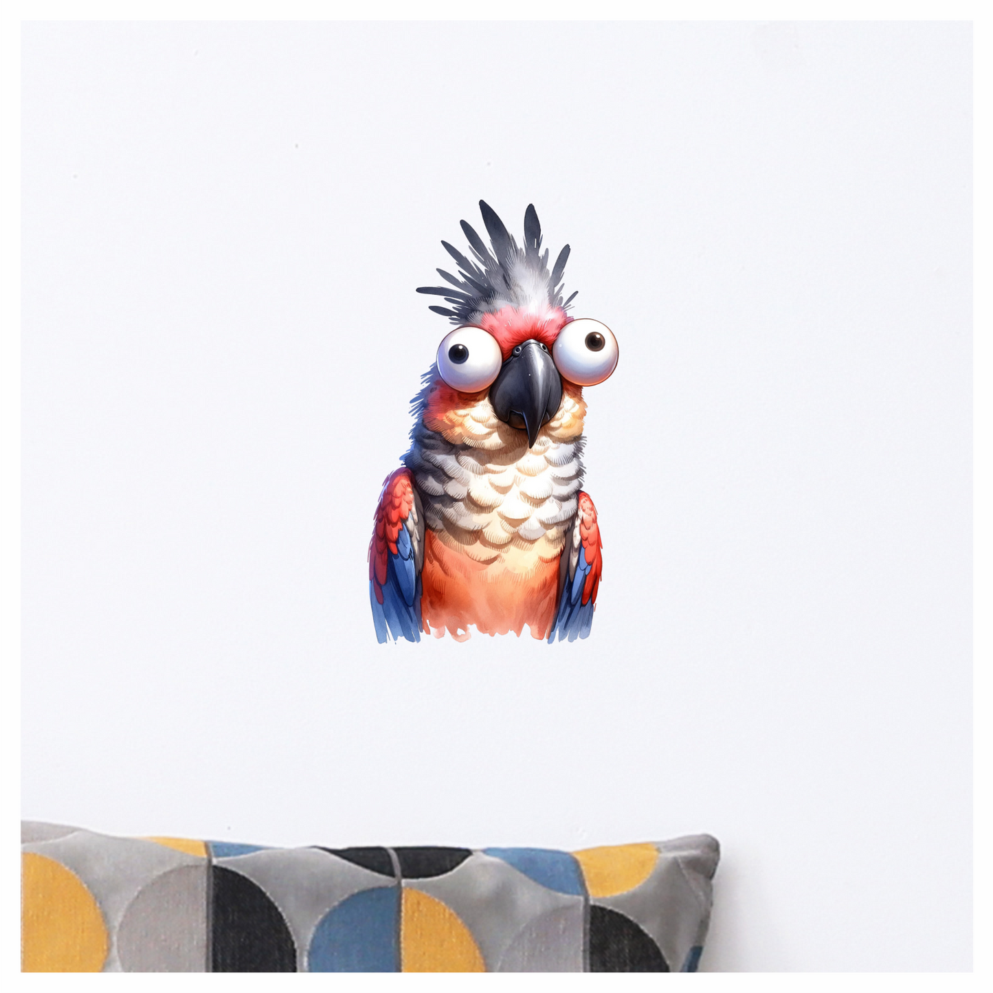 Red Parrot Cartoon Big Eyes Vinyl Sticker Decal