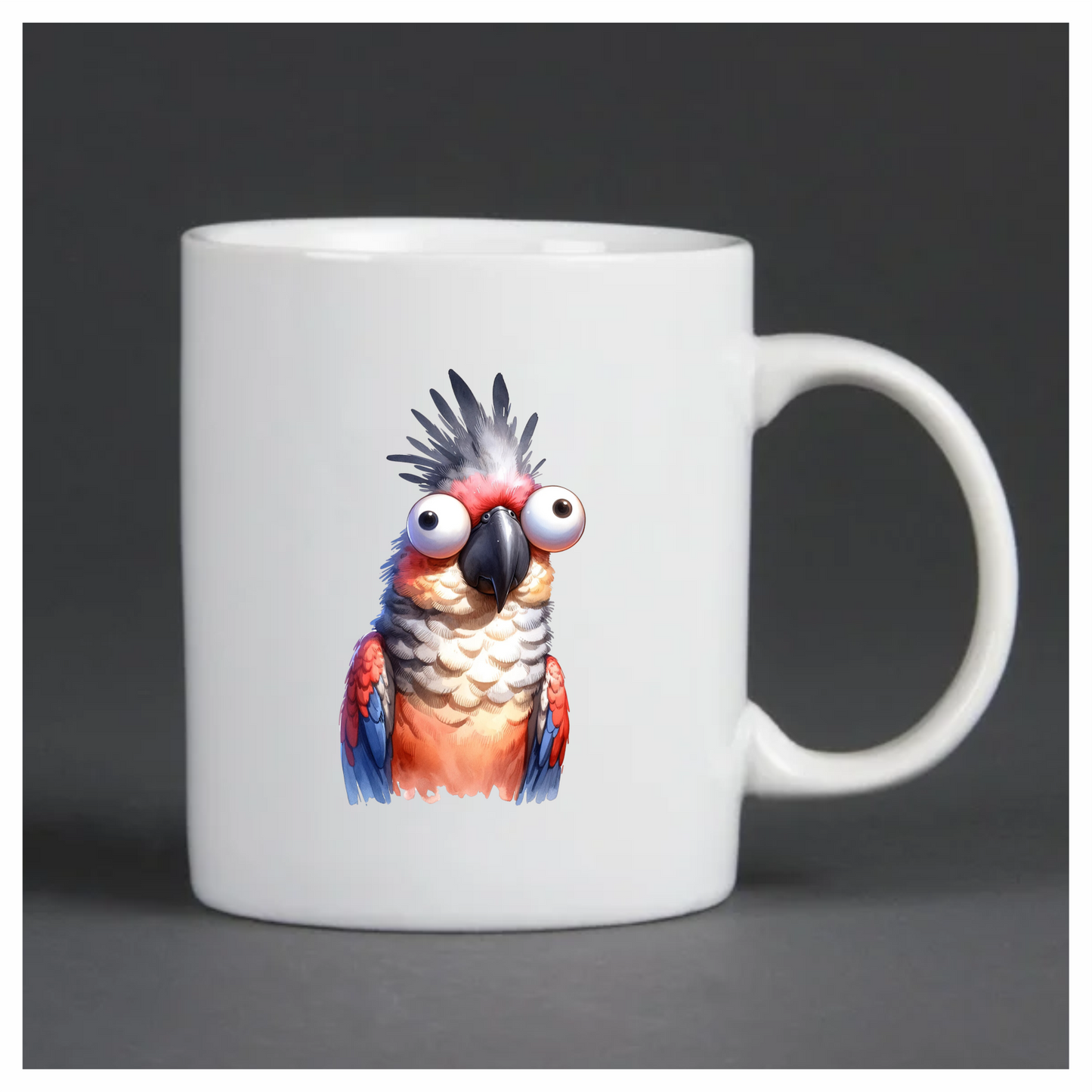 Red Parrot Cartoon Big Eyes Vinyl Sticker Decal