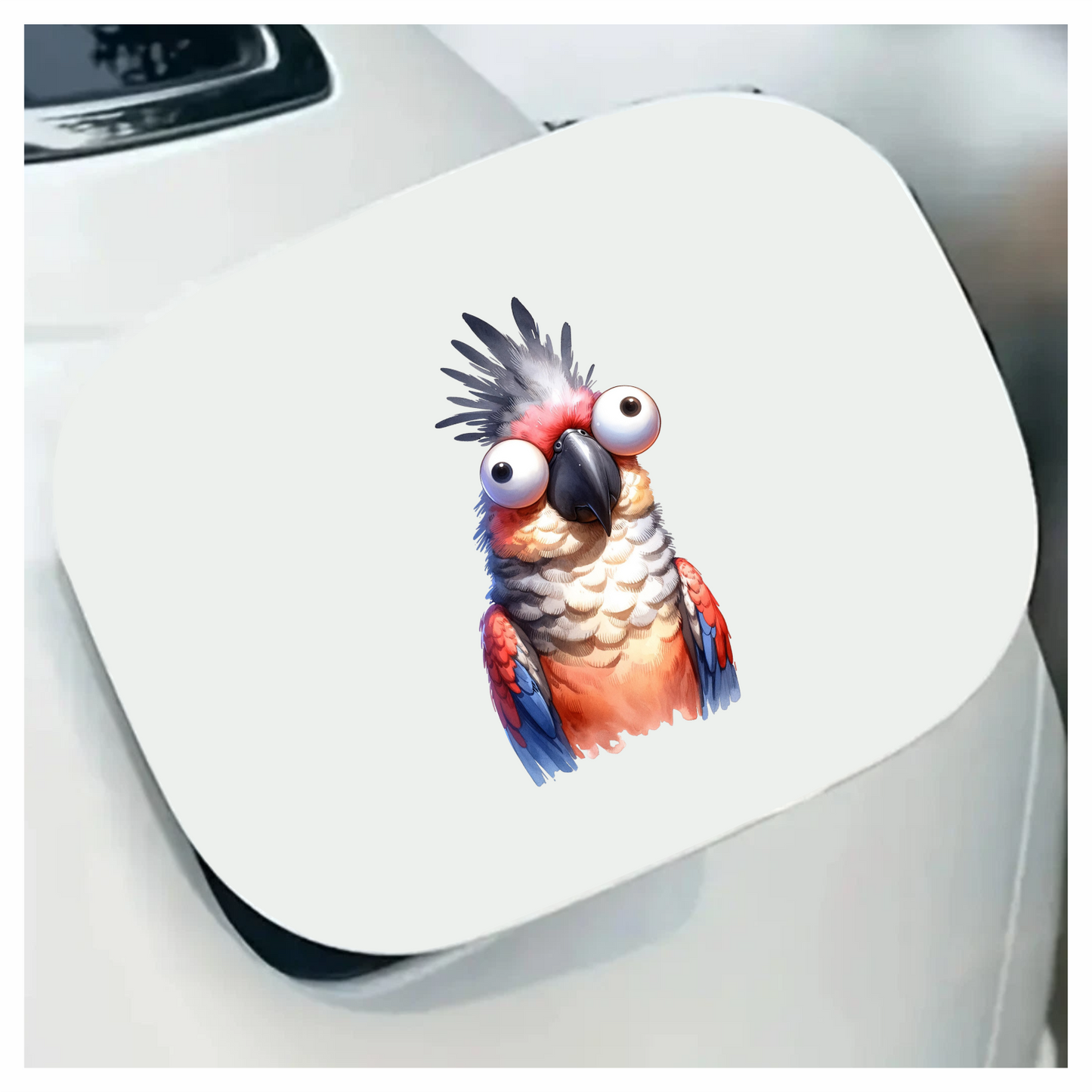 Red Parrot Cartoon Big Eyes Vinyl Sticker Decal