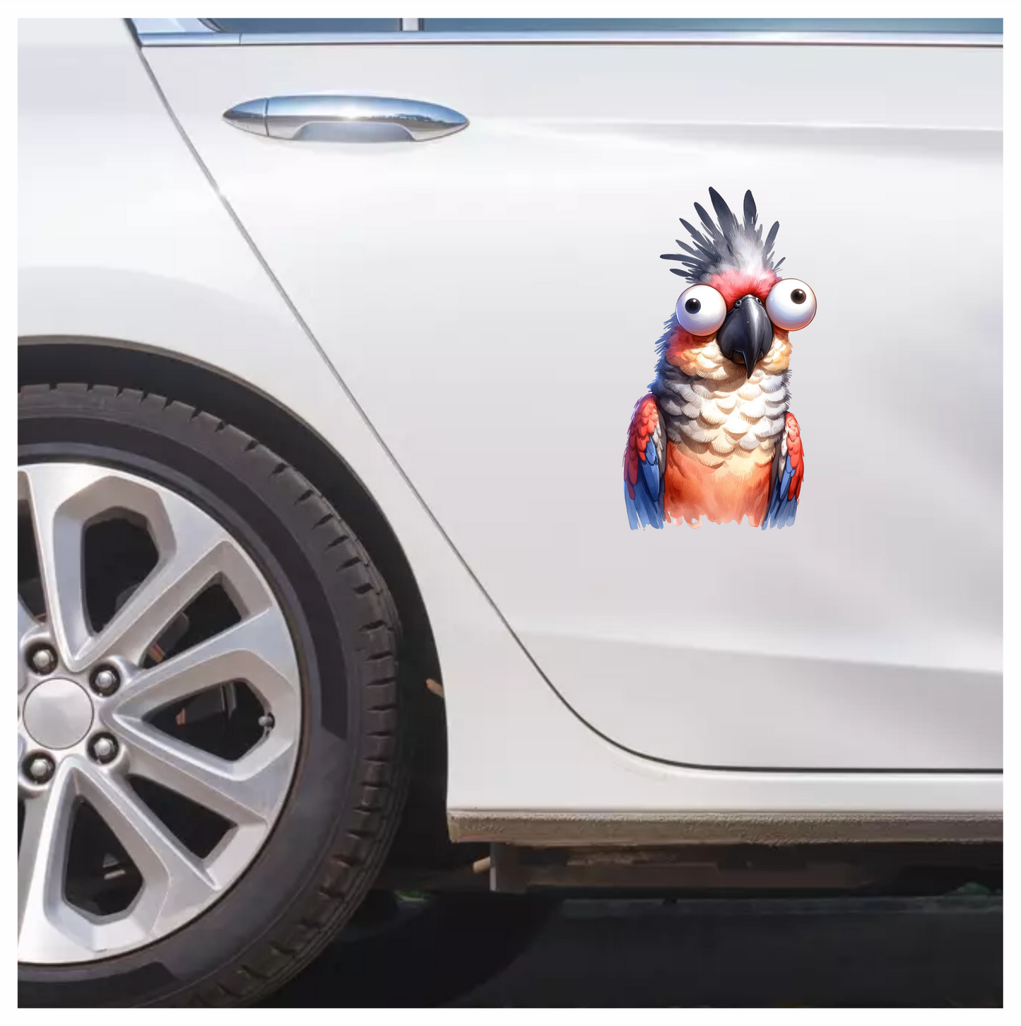 Red Parrot Cartoon Big Eyes Vinyl Sticker Decal