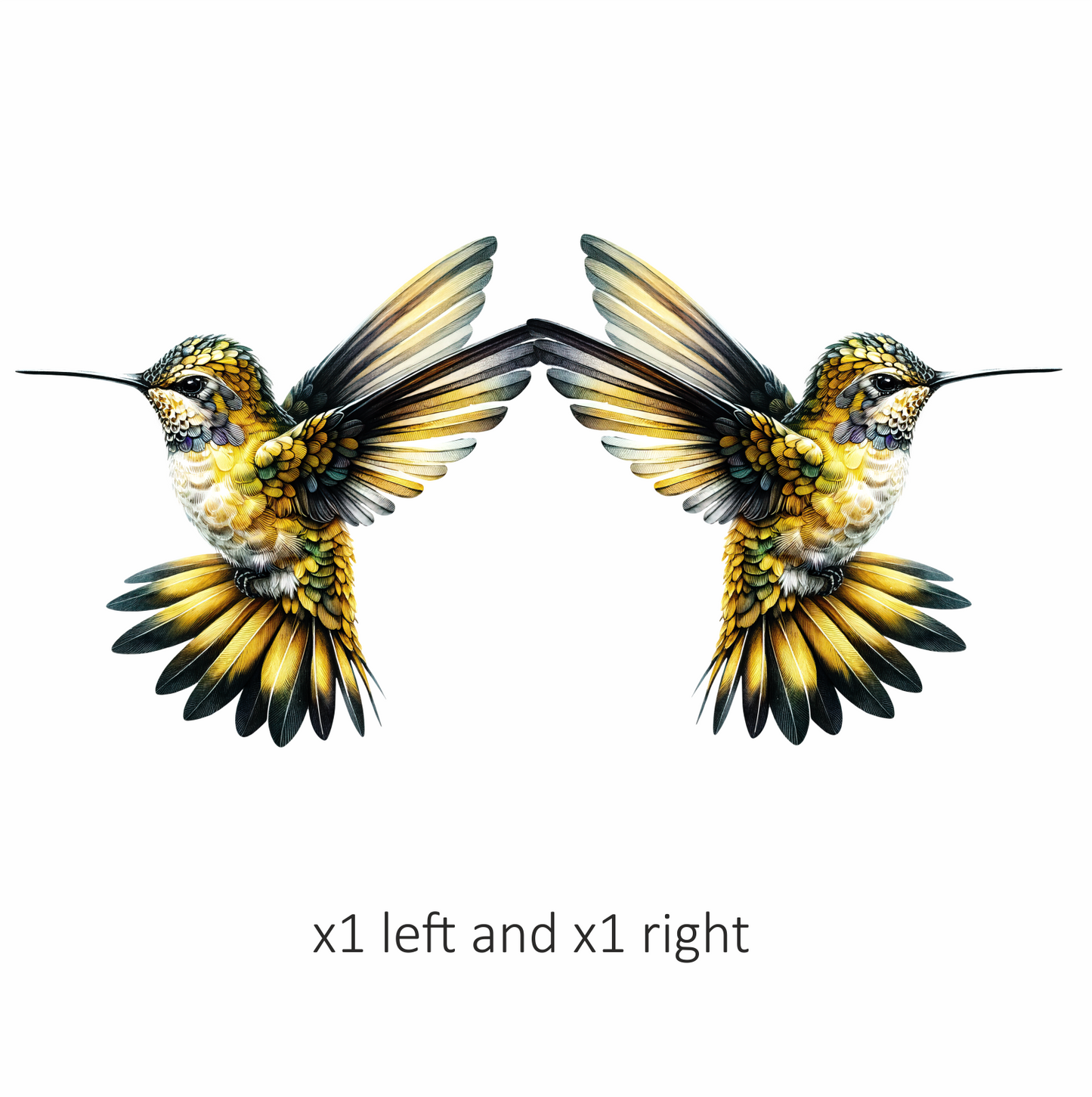 Yellow Hummingbird Flying Open Wings Vinyl Sticker Decal