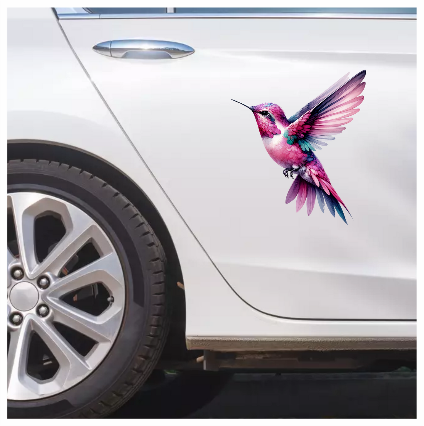 Pink Hummingbird Flying Spread Wings Vinyl Sticker Decal