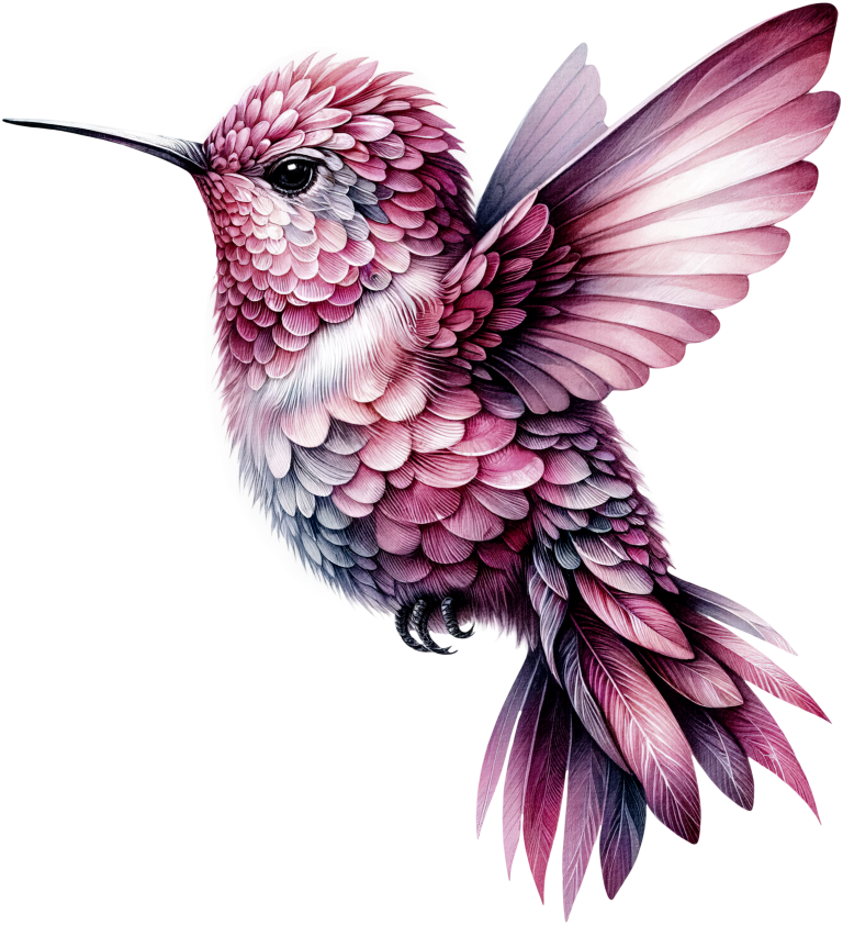 Pink Hummingbird Flying Small Wings Vinyl Sticker Decal