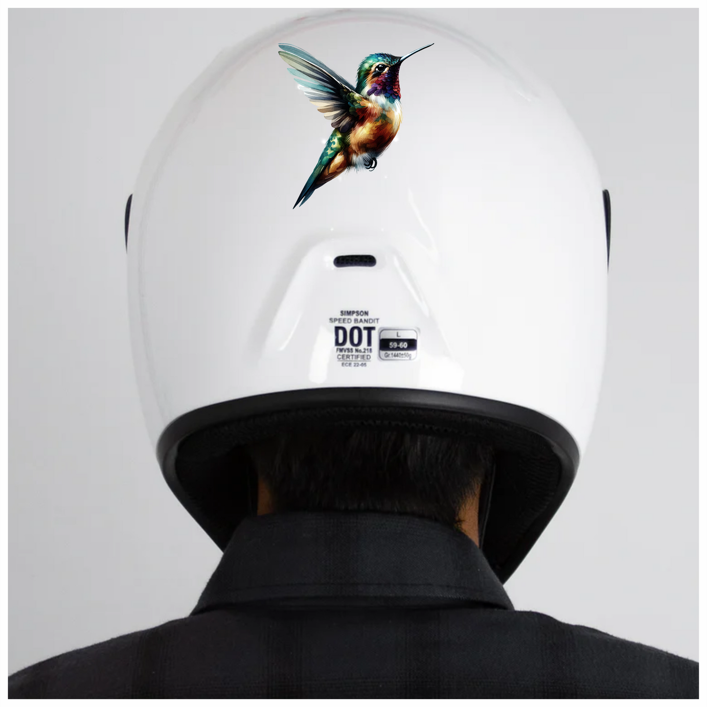 Multicolor Hummingbird Flying Open Wings Vinyl Sticker Decal
