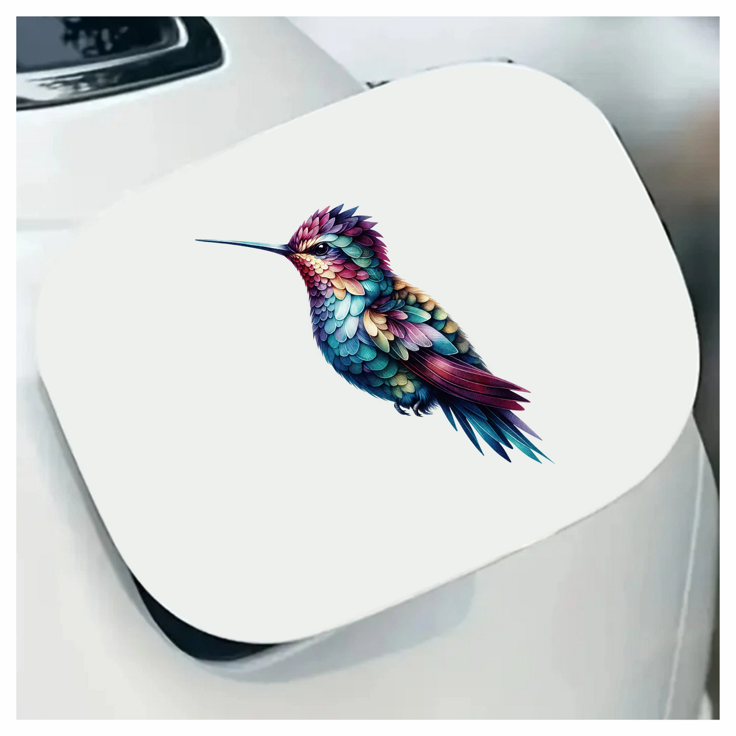 Multicolor Hummingbird Perched Closed Wings Vinyl Sticker Decal