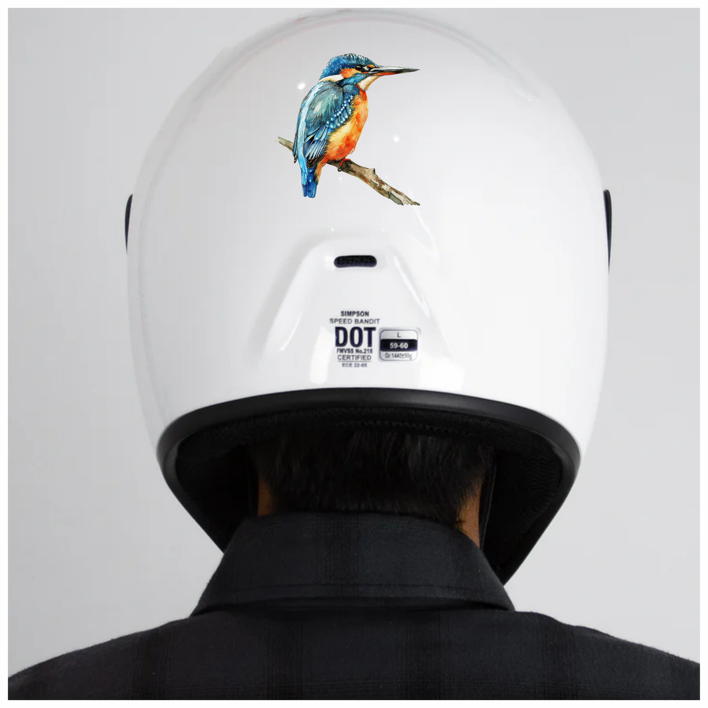 Blue Kingfisher Bird Perched Branch Vinyl Sticker Decal