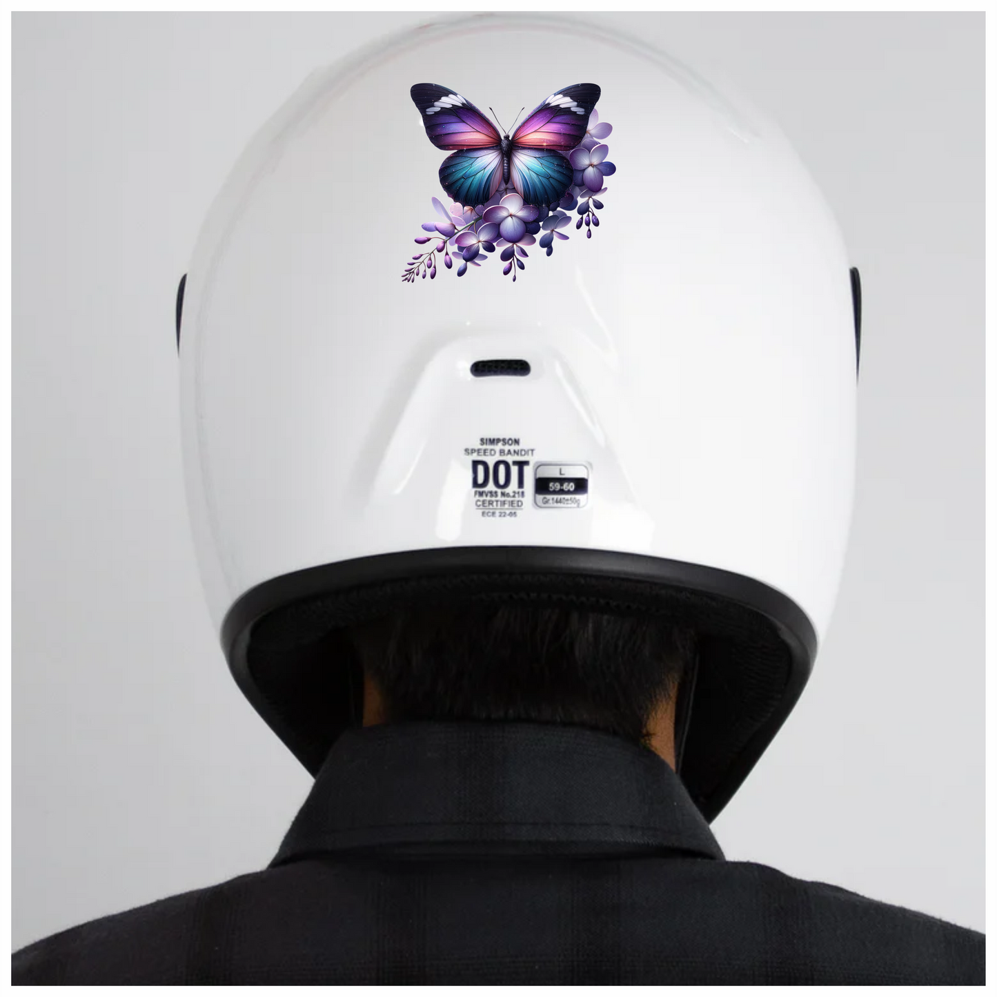 Purple Butterfly On Purple Flowers Vinyl Sticker Decal