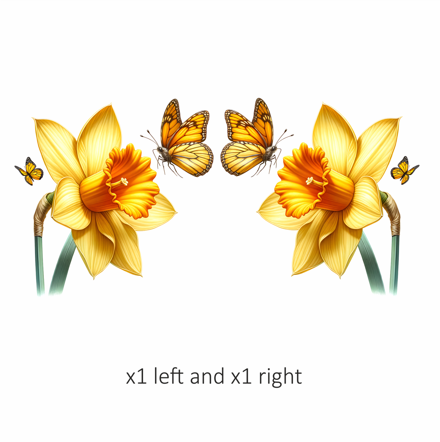 Yellow Butterflies On Yellow Daffodil Vinyl Sticker Decal