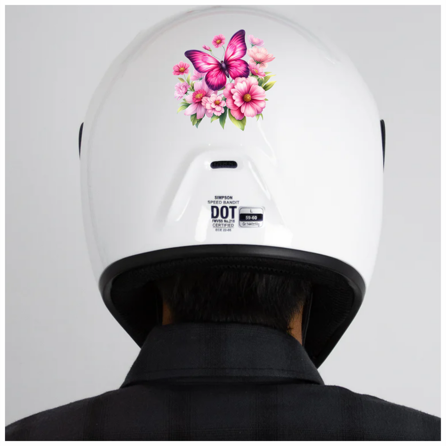 Pink Butterfly On Cosmos Flowers Vinyl Sticker Decal