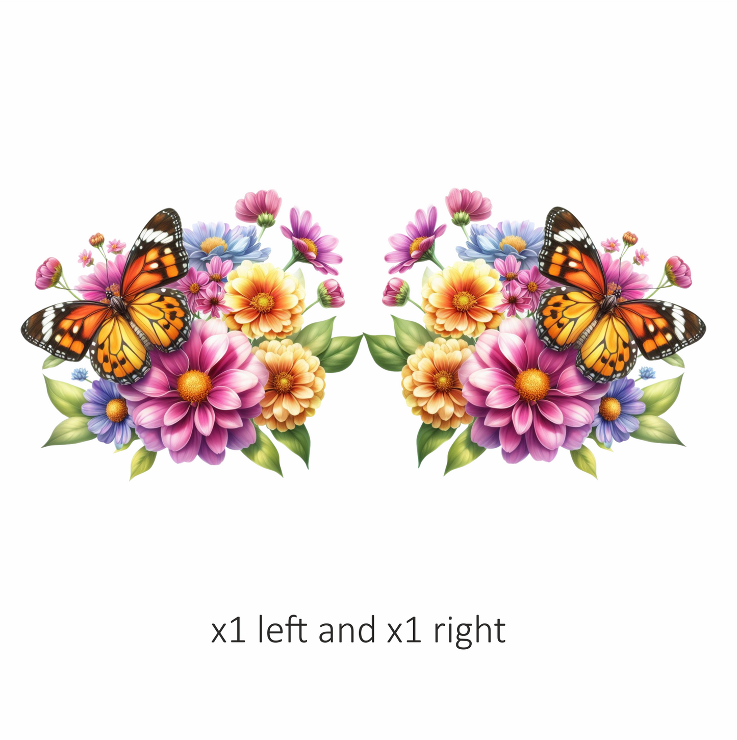Orange Butterfly On Zinnia Flowers Vinyl Sticker Decal