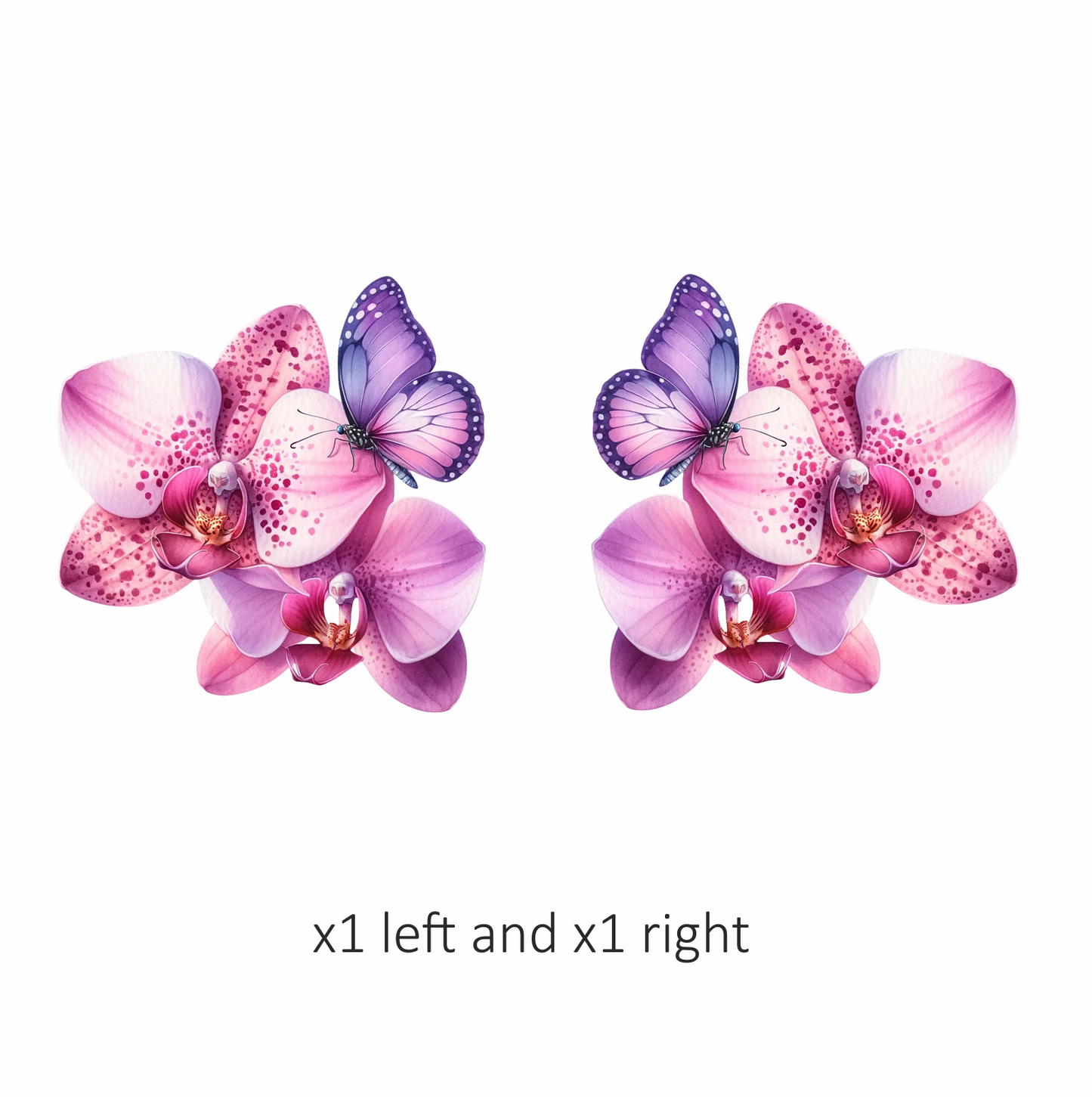 Purple Butterfly On Orchid Flowers Vinyl Sticker Decal
