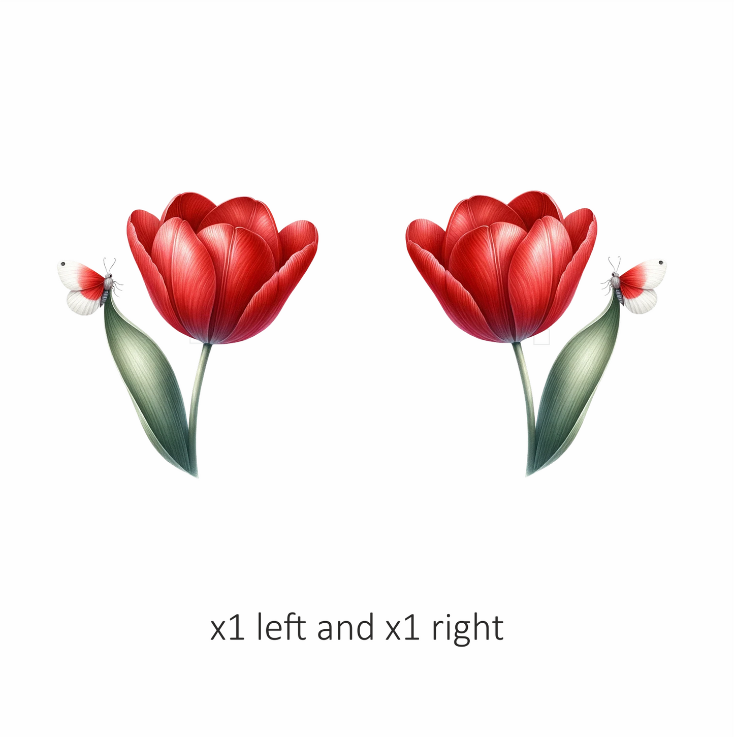 Red Butterfly On Red Tulip Vinyl Sticker Decal