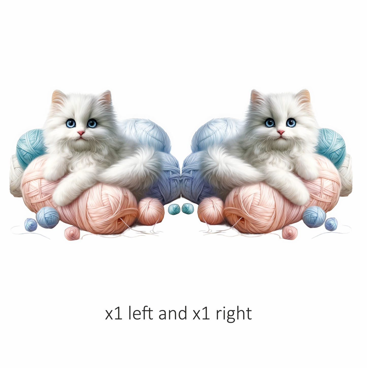 White Kitten With Blue Eyes Yarn Vinyl Sticker Decal