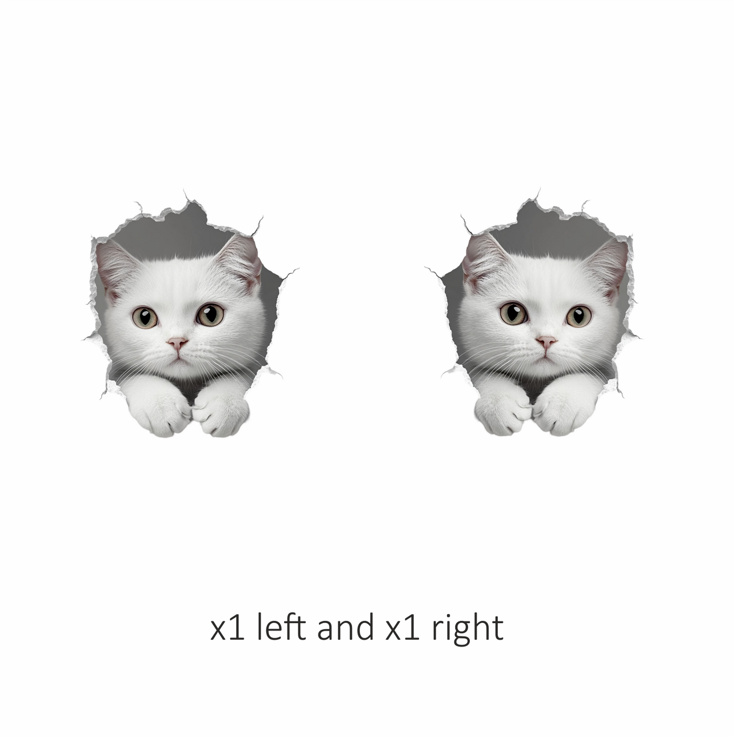 White Shorthaired Cat With Green Eyes Vinyl Sticker Decal