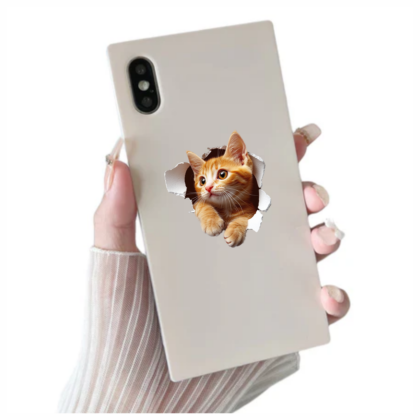 Orange Tabby Kitten With Amber Eyes Vinyl Sticker Decal