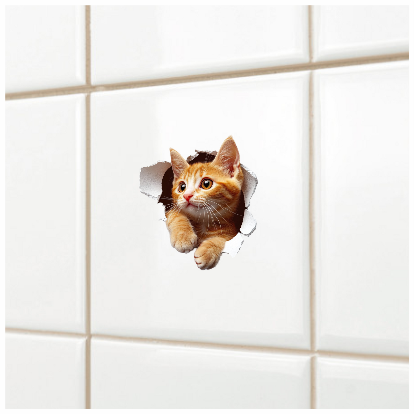 Orange Tabby Kitten With Amber Eyes Vinyl Sticker Decal
