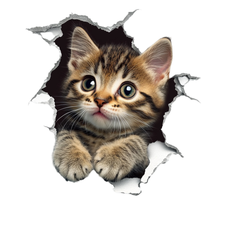 Brown Tabby Kitten With Green Eyes Vinyl Sticker Decal