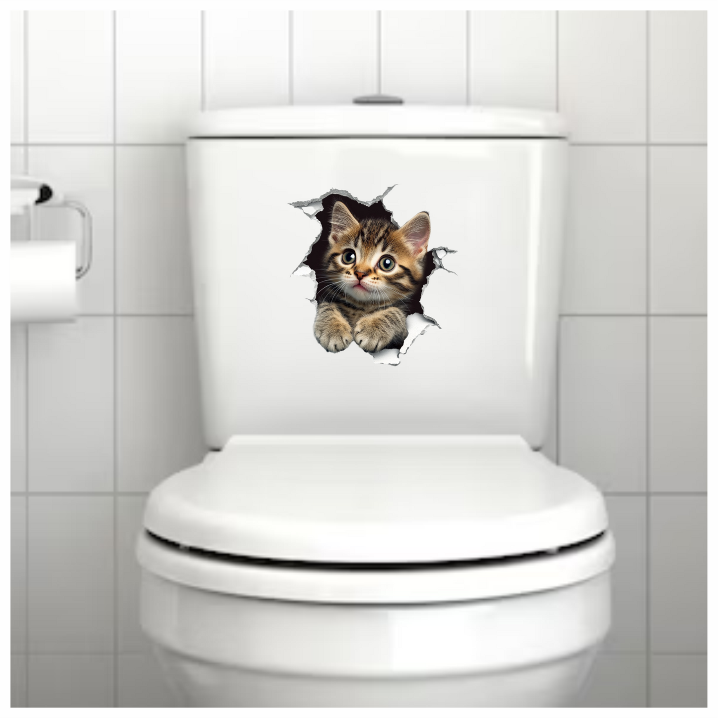 Brown Tabby Kitten With Green Eyes Vinyl Sticker Decal