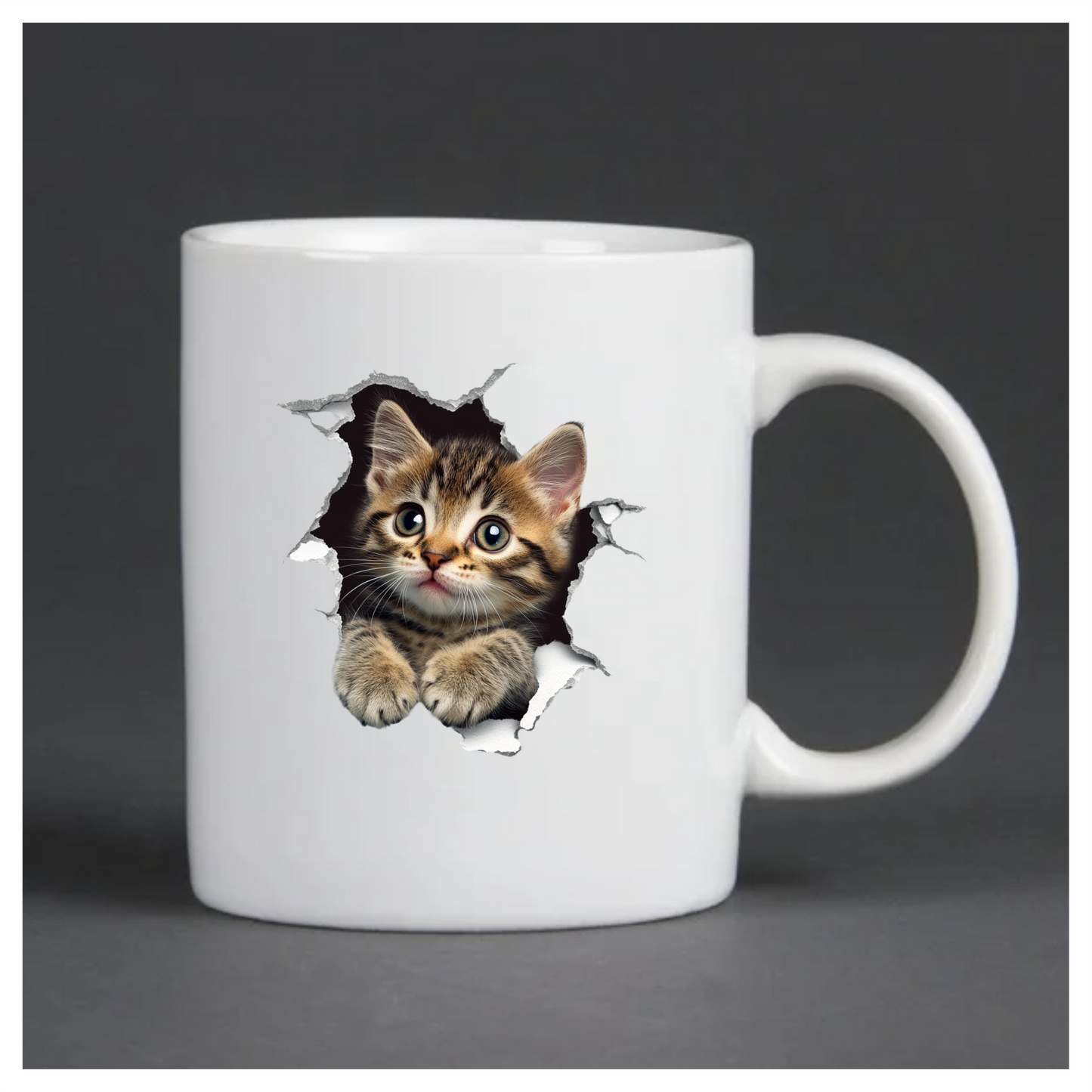 Brown Tabby Kitten With Green Eyes Vinyl Sticker Decal