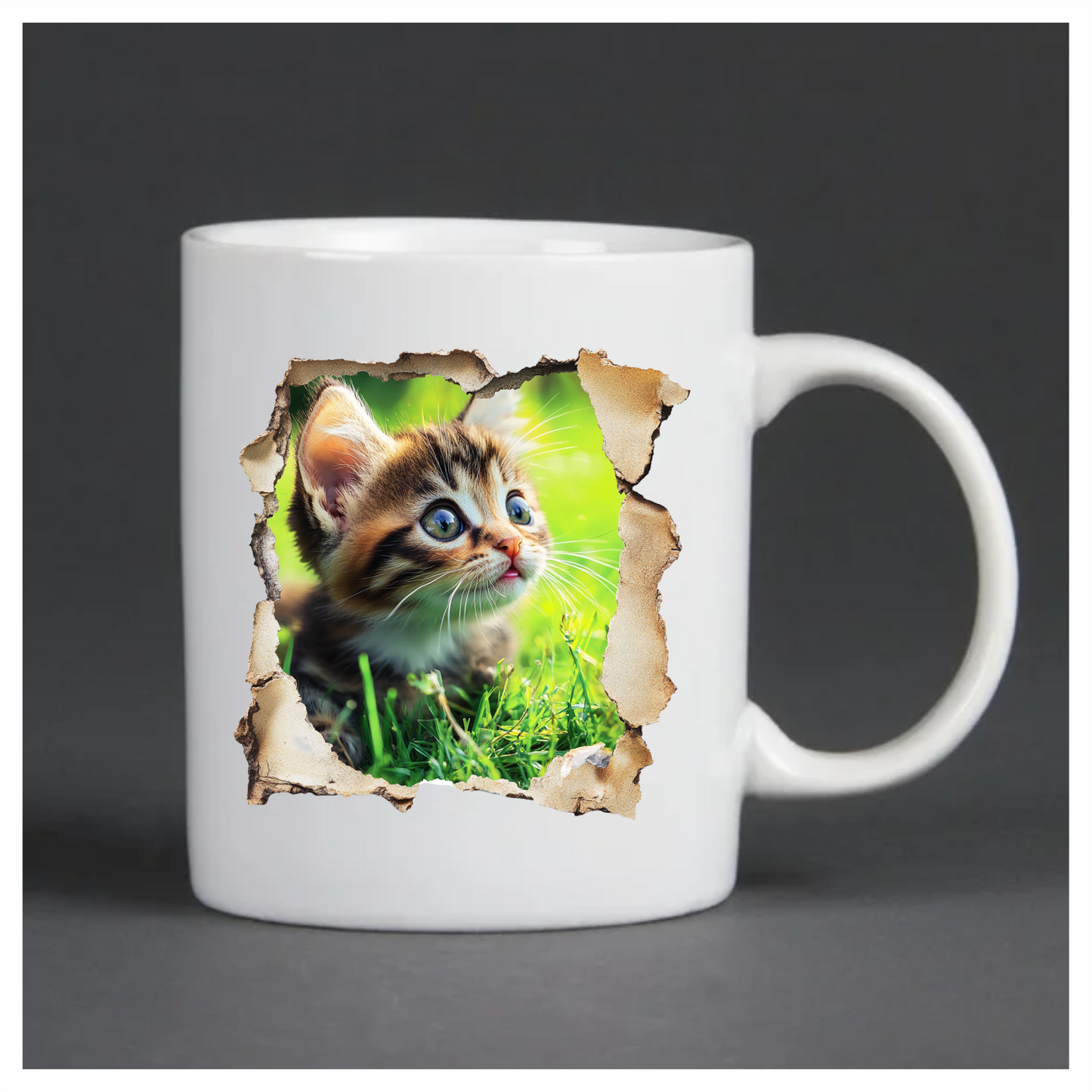 Brown Kitten Sitting On Green Grass Vinyl Sticker Decal