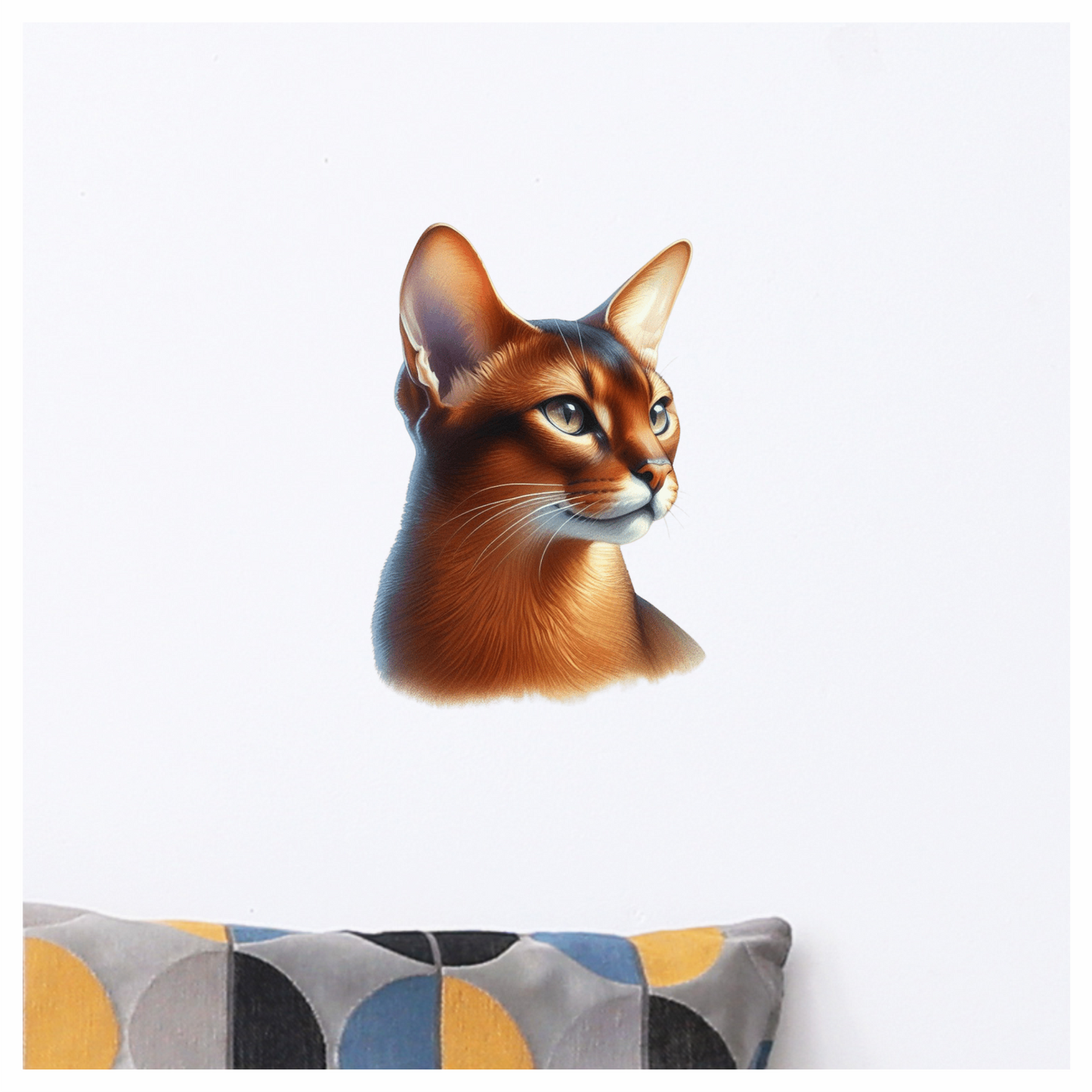 Brown Abyssinian Cat With Yellow Eyes Vinyl Sticker Decal