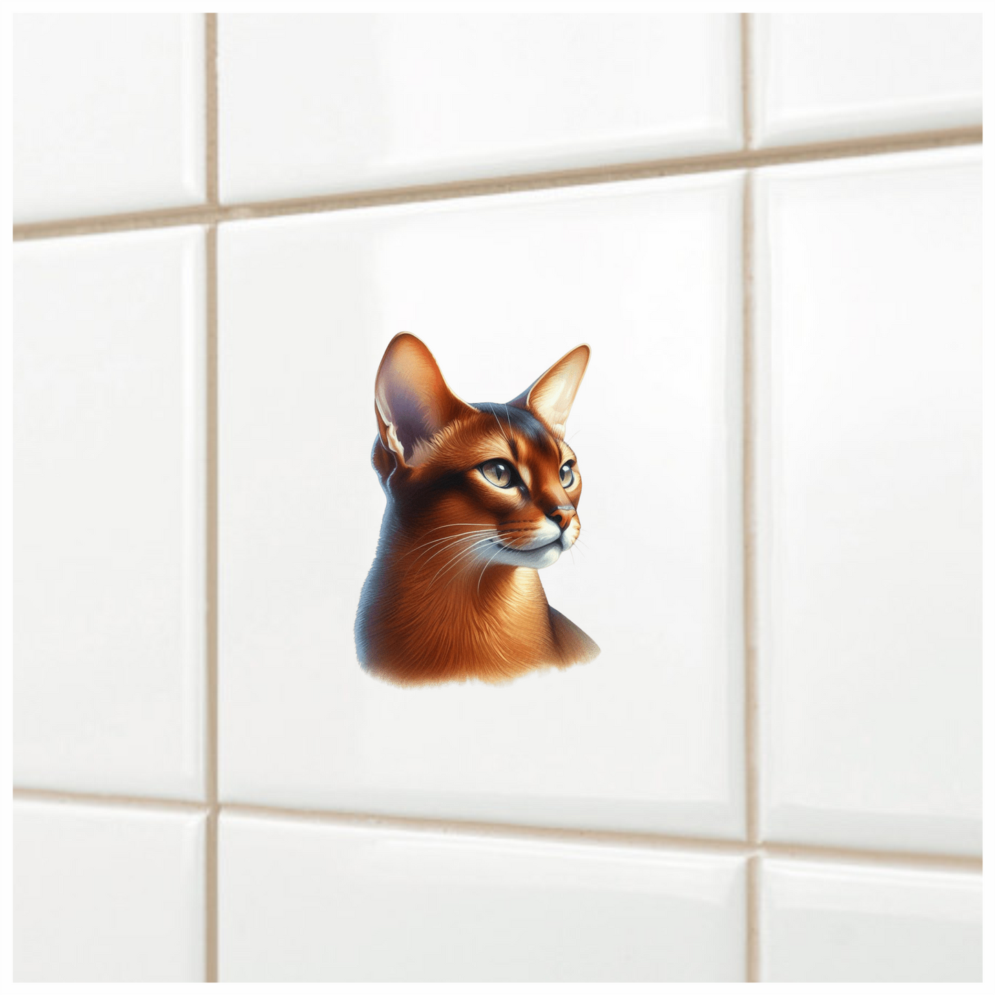 Brown Abyssinian Cat With Yellow Eyes Vinyl Sticker Decal