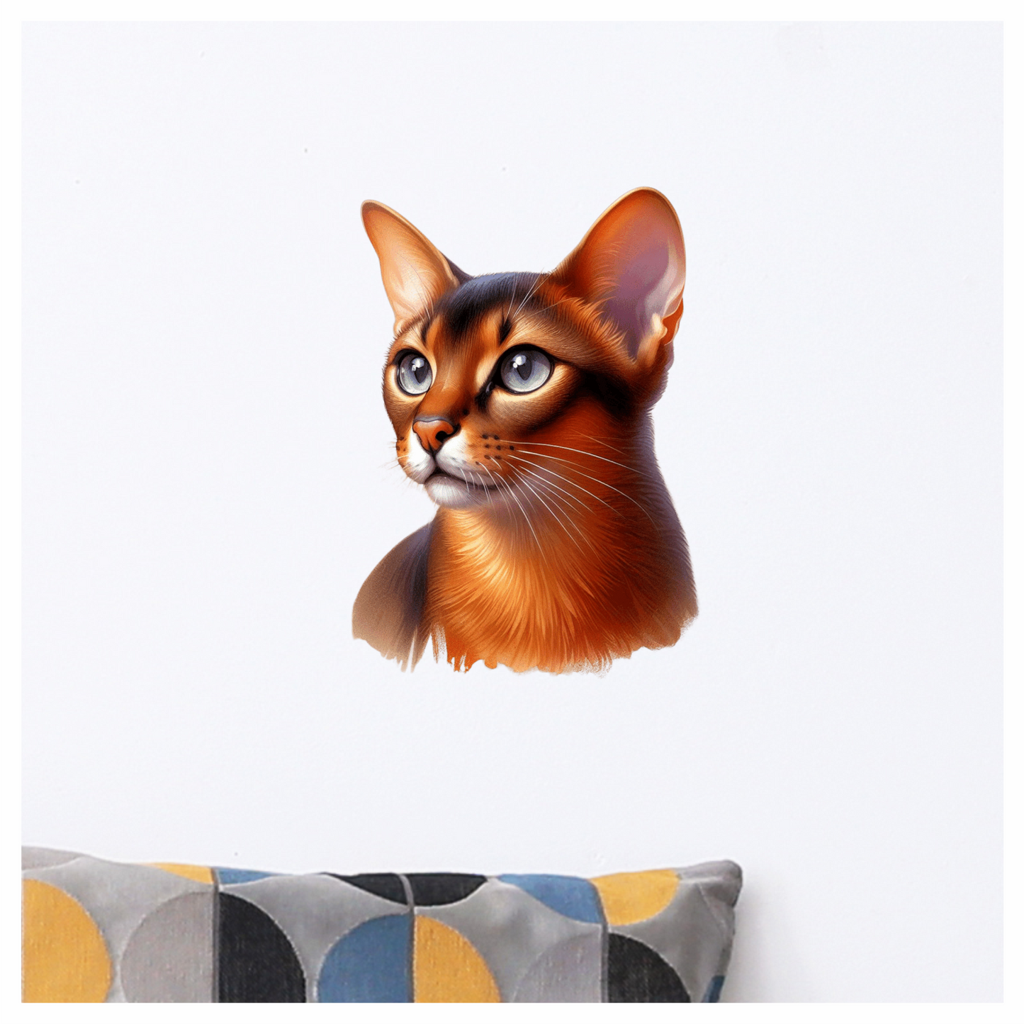 Brown Abyssinian Cat With Blue Eyes Vinyl Sticker Decal