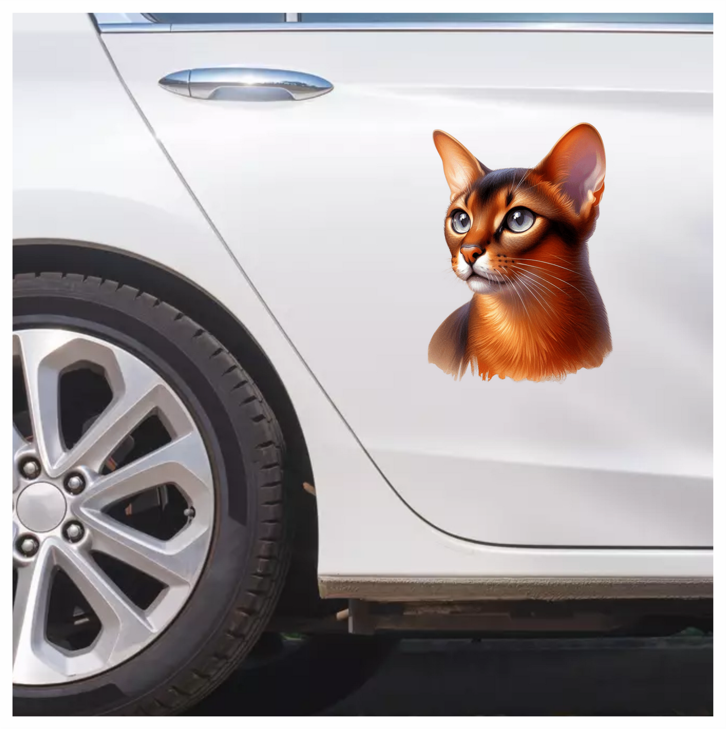 Brown Abyssinian Cat With Blue Eyes Vinyl Sticker Decal