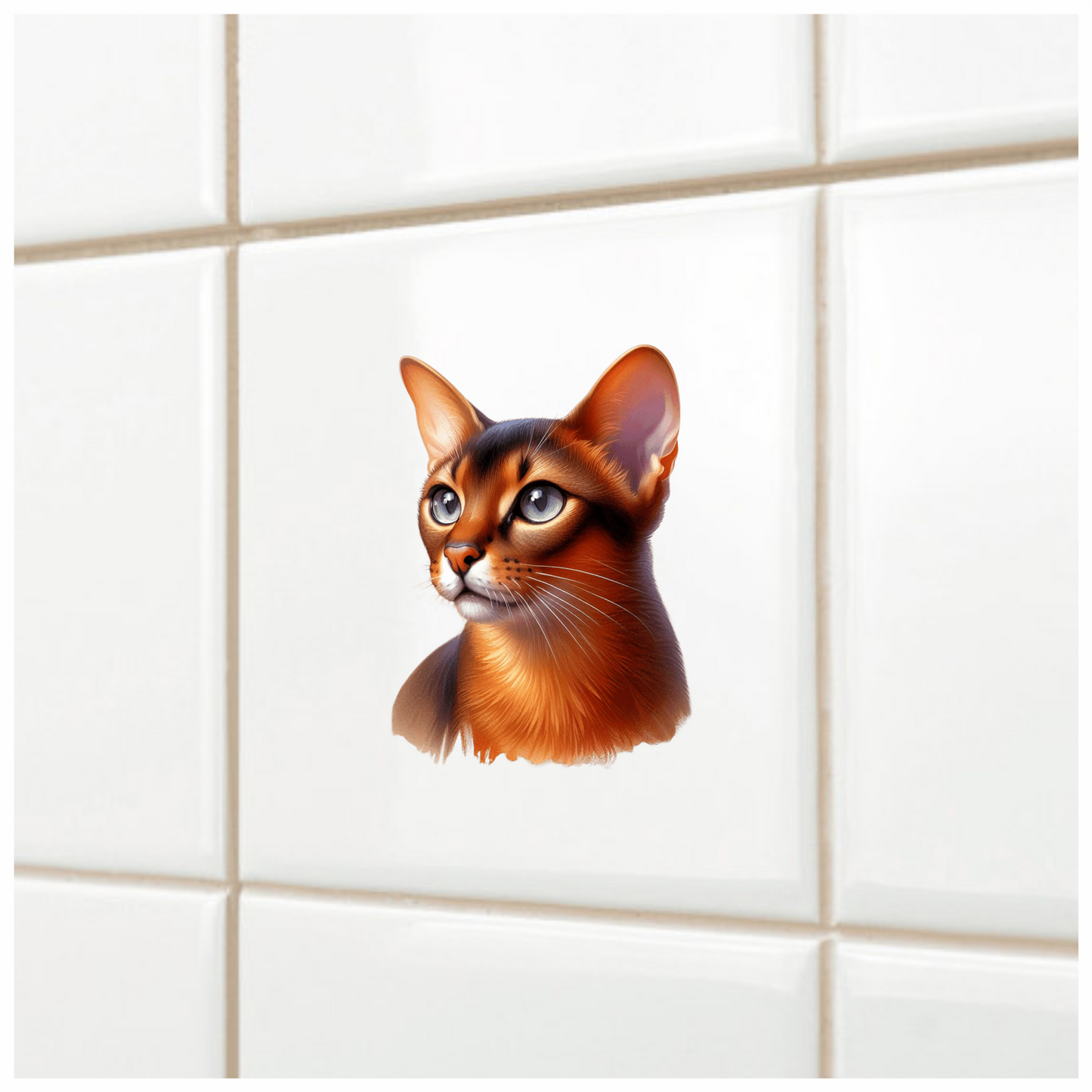 Brown Abyssinian Cat With Blue Eyes Vinyl Sticker Decal