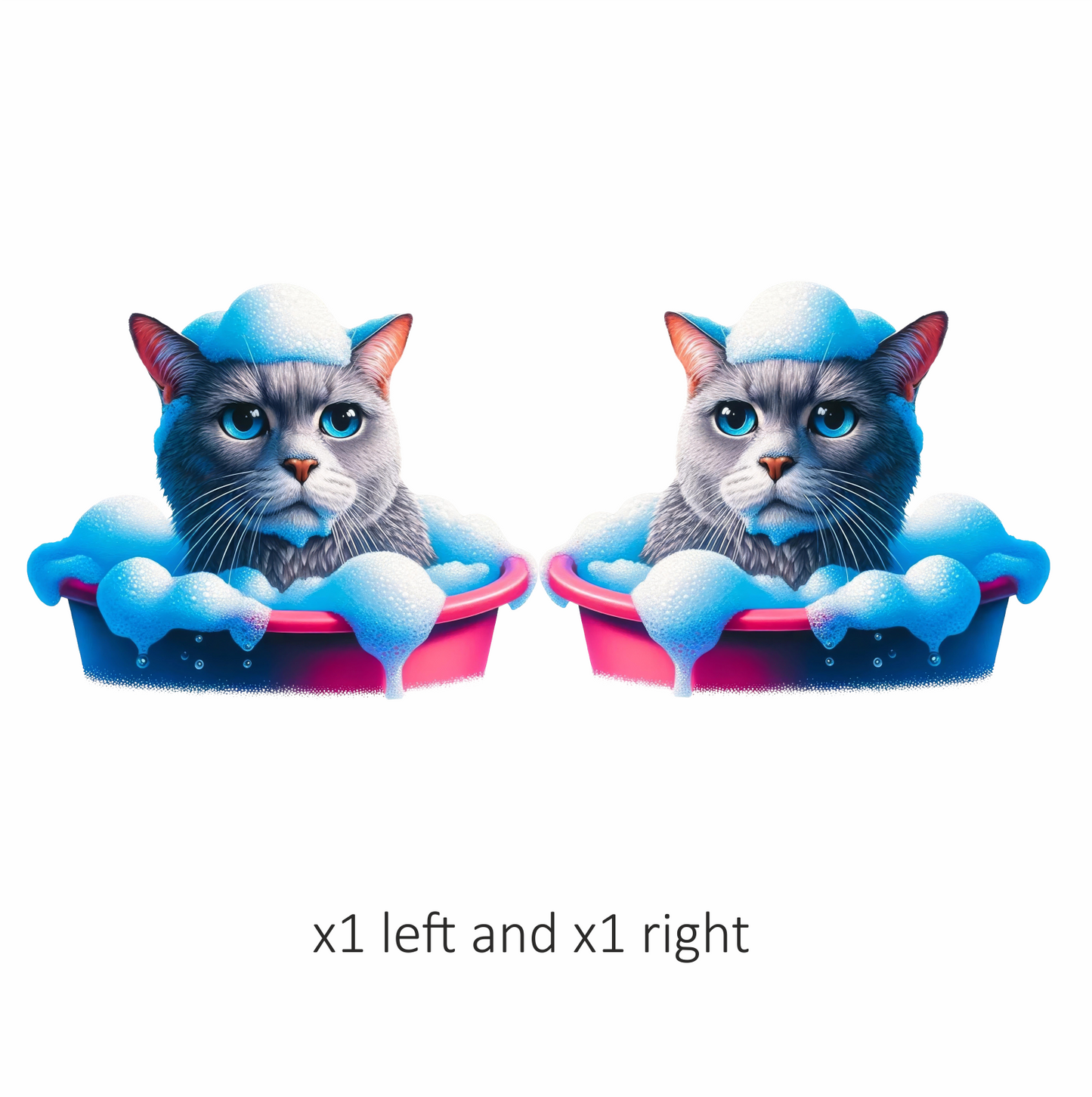 Gray Cat In Pink Bathtub Vinyl Sticker Decal